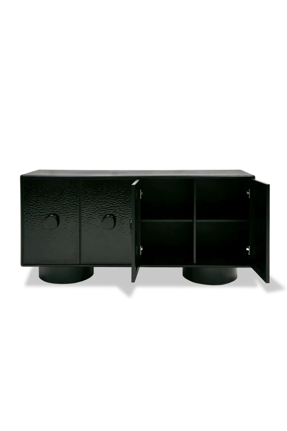 Luxury Black Wave Glass 4-Door Sideboard European Style for Villa