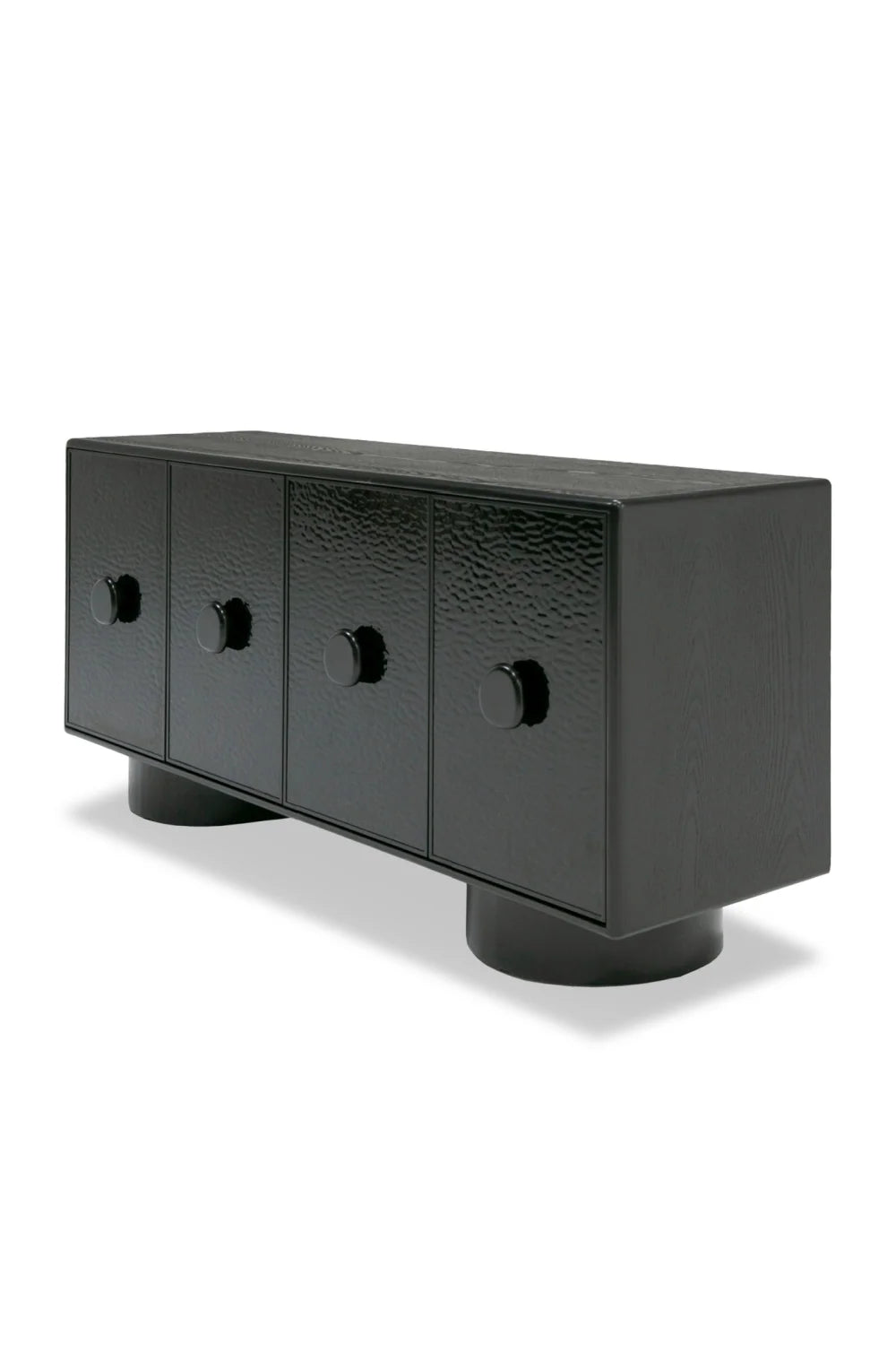Luxury Black Wave Glass 4-Door Sideboard European Style for Villa