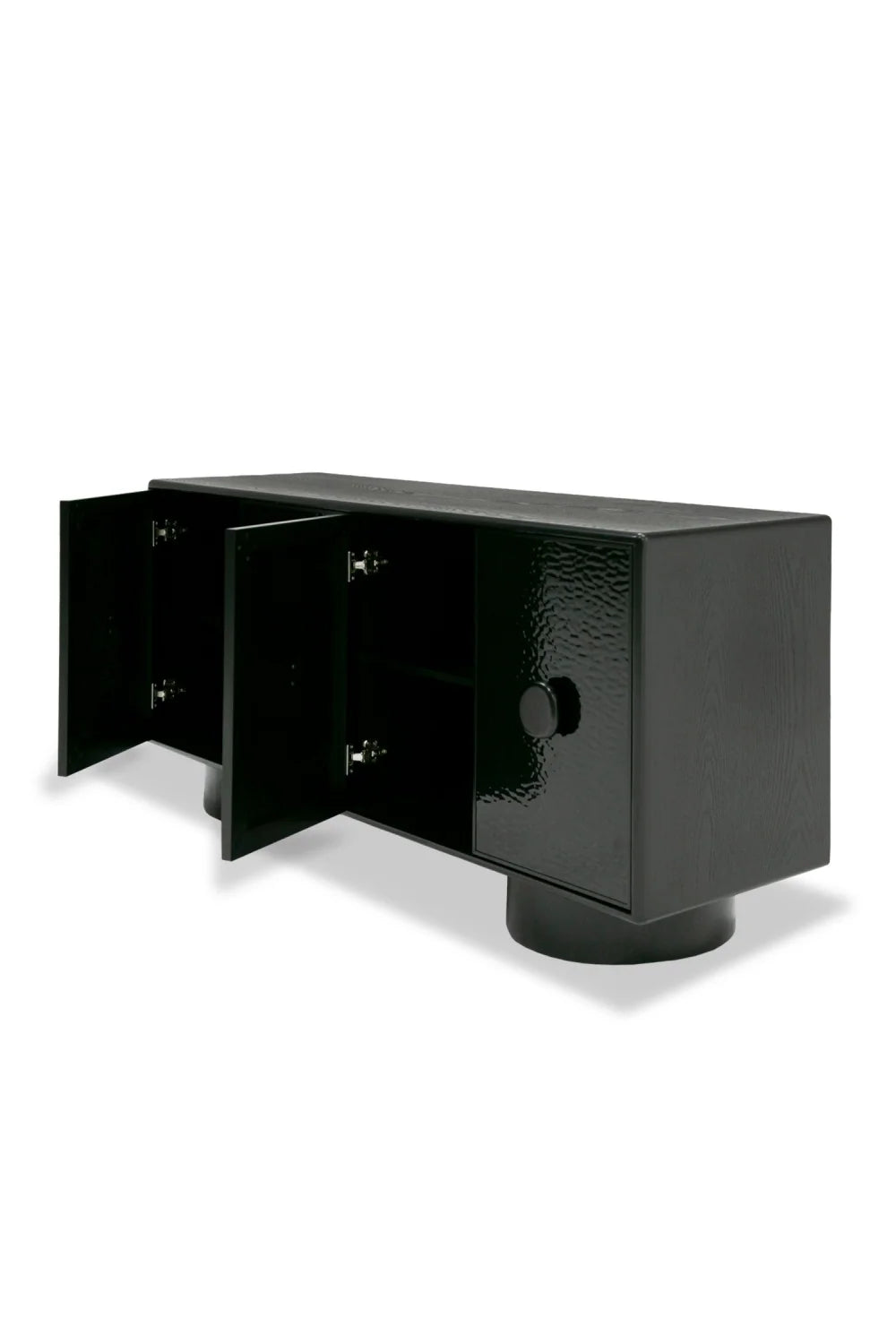 Luxury Black Wave Glass 4-Door Sideboard European Style for Villa