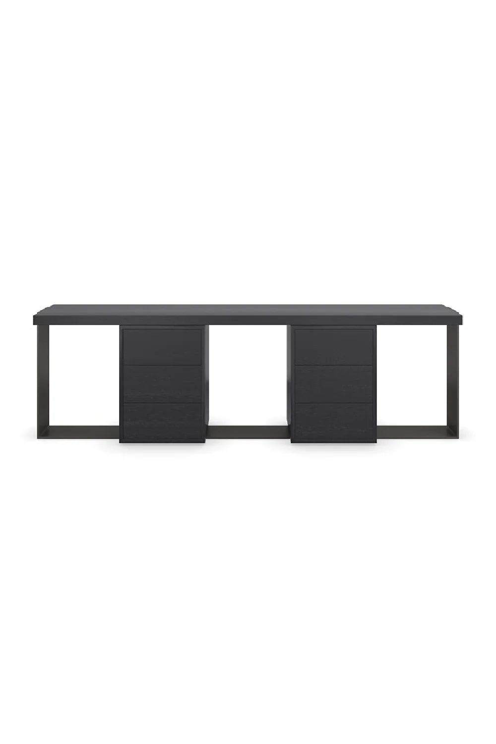 Luxury Black Wood 6-Drawer Media Cabinet Modern Italian Style for Villa