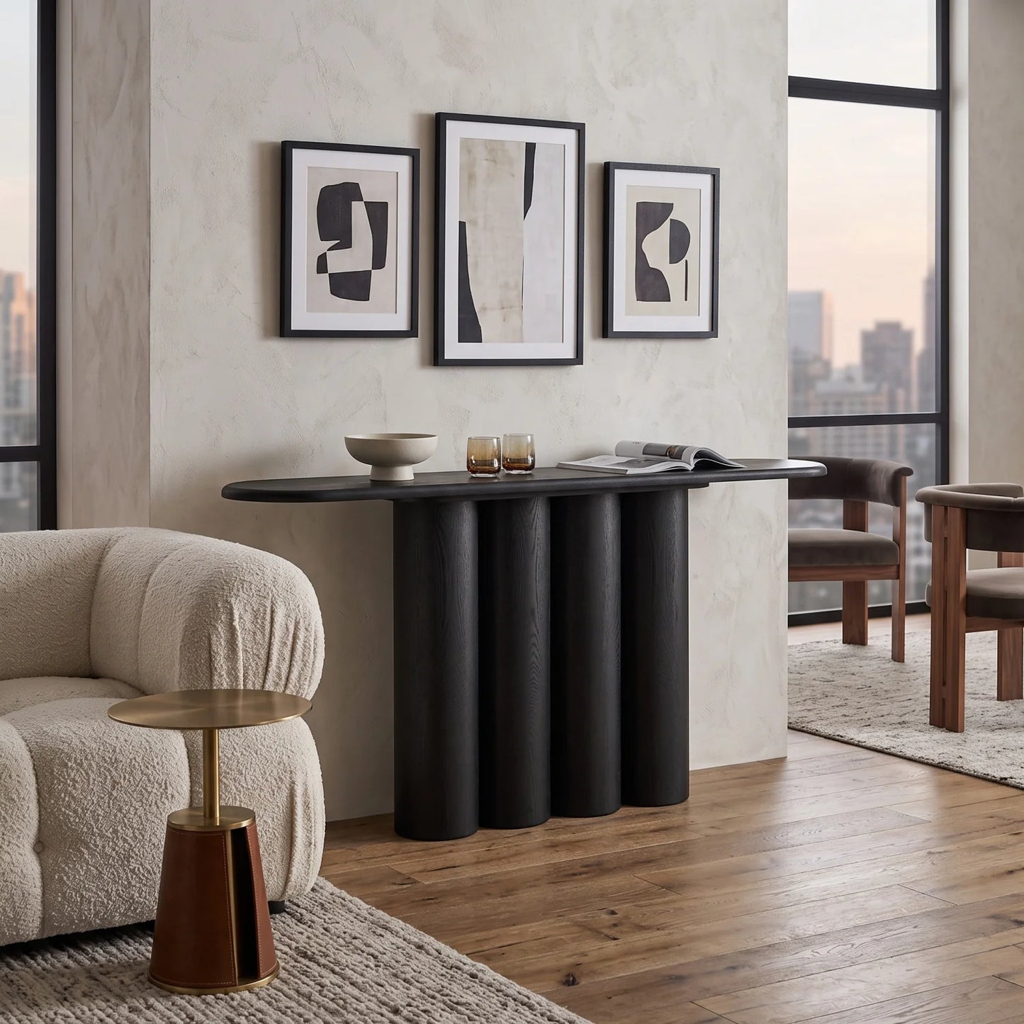 Luxury Black Wood Console Table Modern Italian Style for Villa