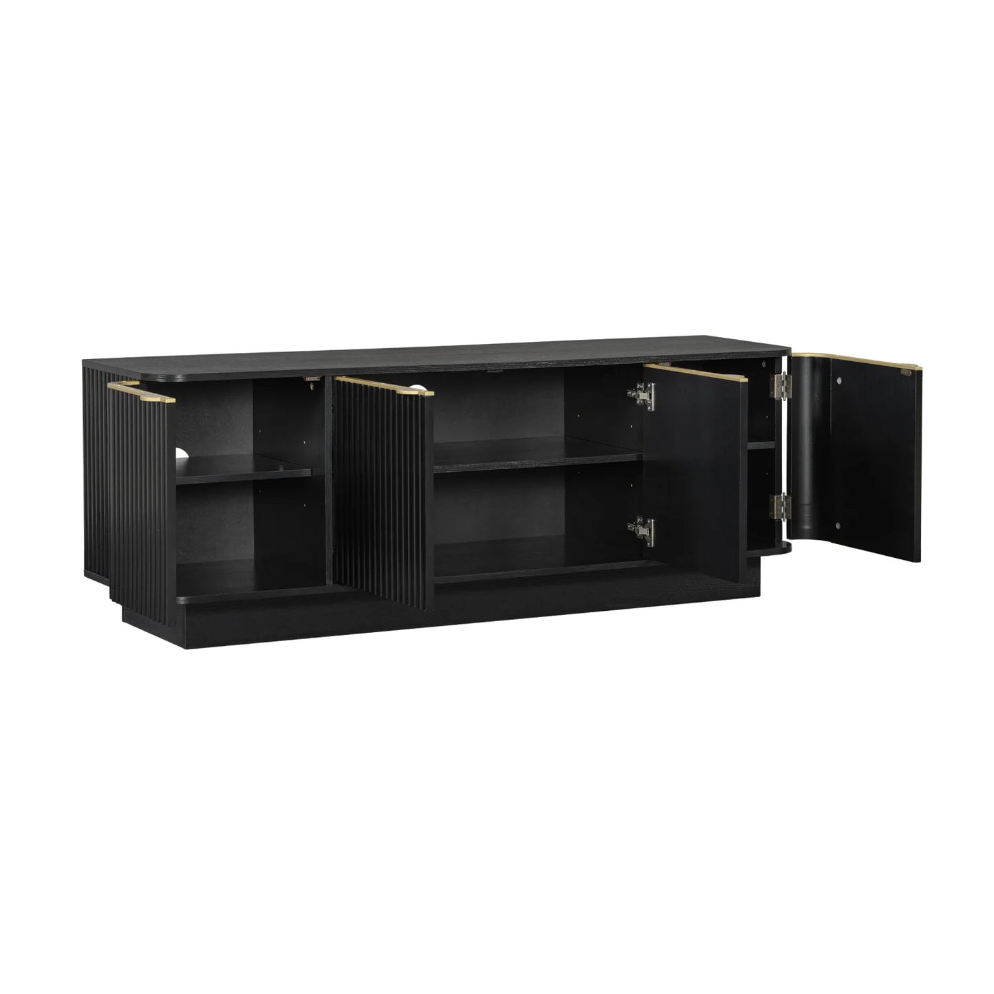 Luxury Black Wood TV Stand Modern Italian Style for Villa