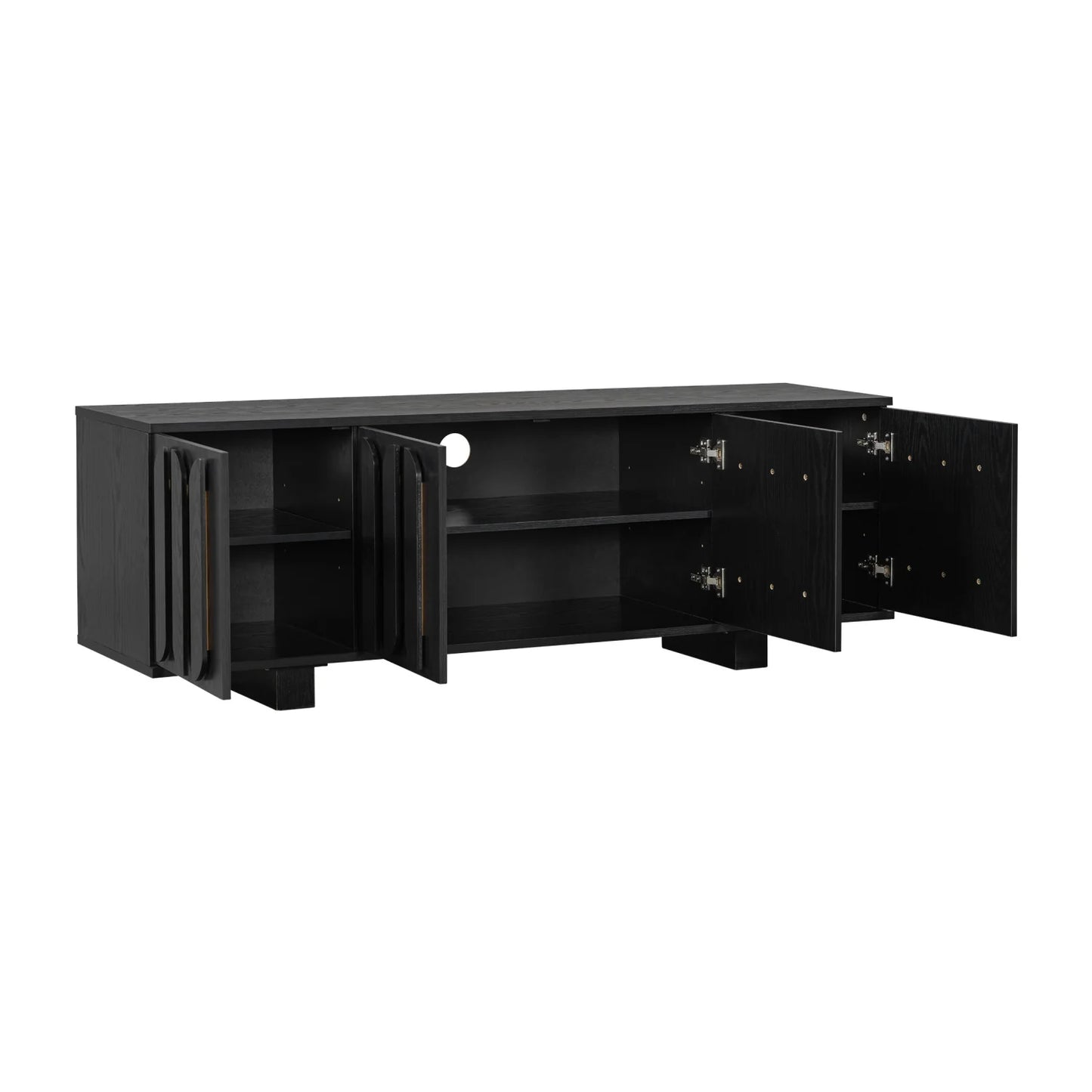 Luxury Black Wood TV Stand Modern Italian Style for Villa