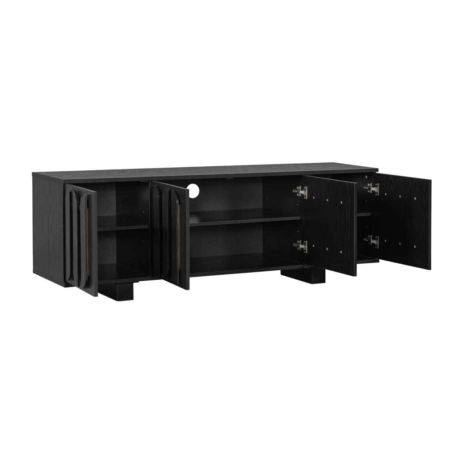 Luxury Black Wood TV Stand Modern Italian Style for Villa