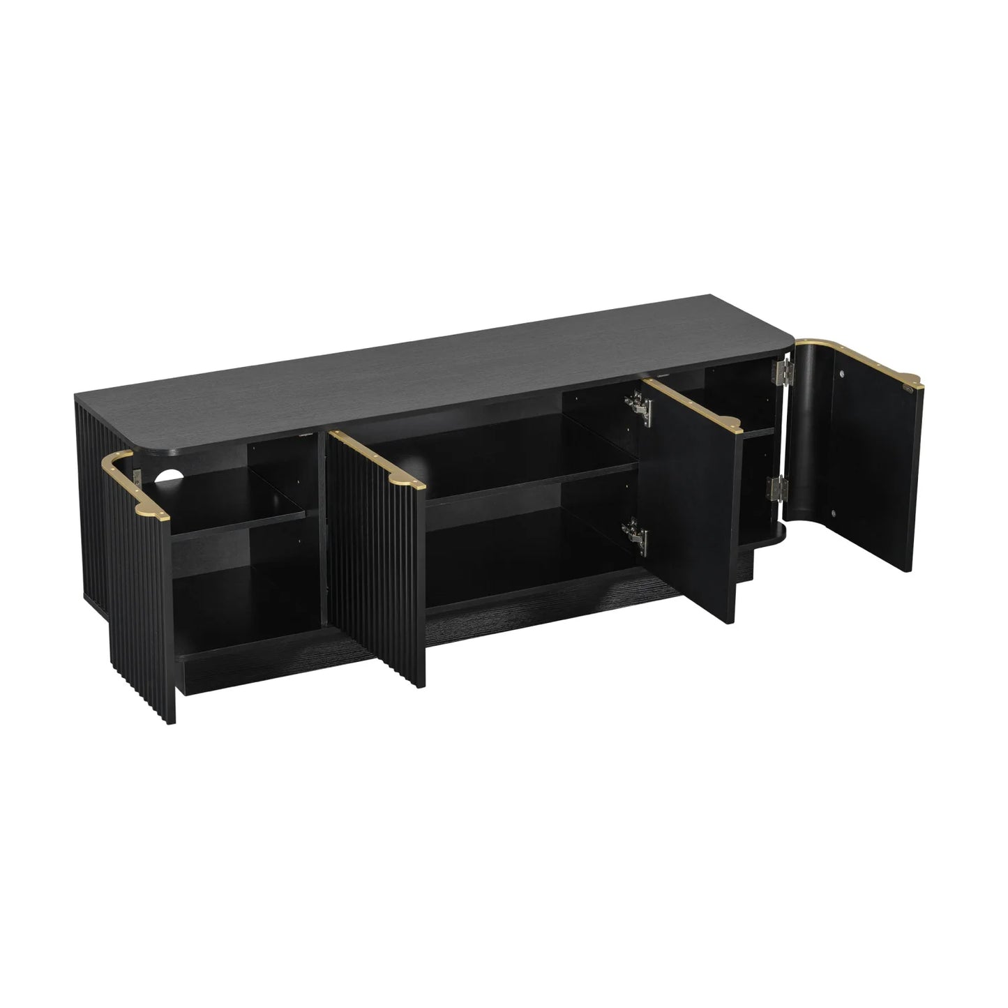 Luxury Black Wood TV Stand Modern Italian Style for Villa