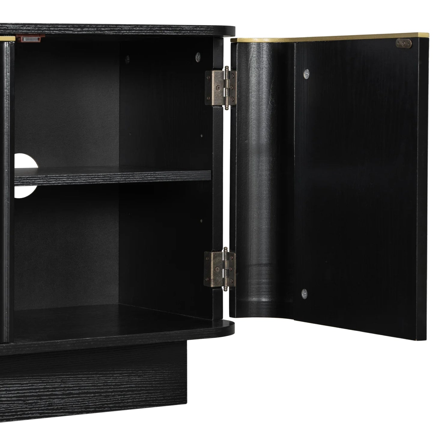 Luxury Black Wood TV Stand Modern Italian Style for Villa