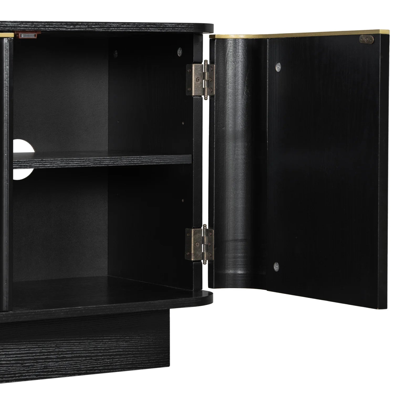 Luxury Black Wood TV Stand Modern Italian Style for Villa