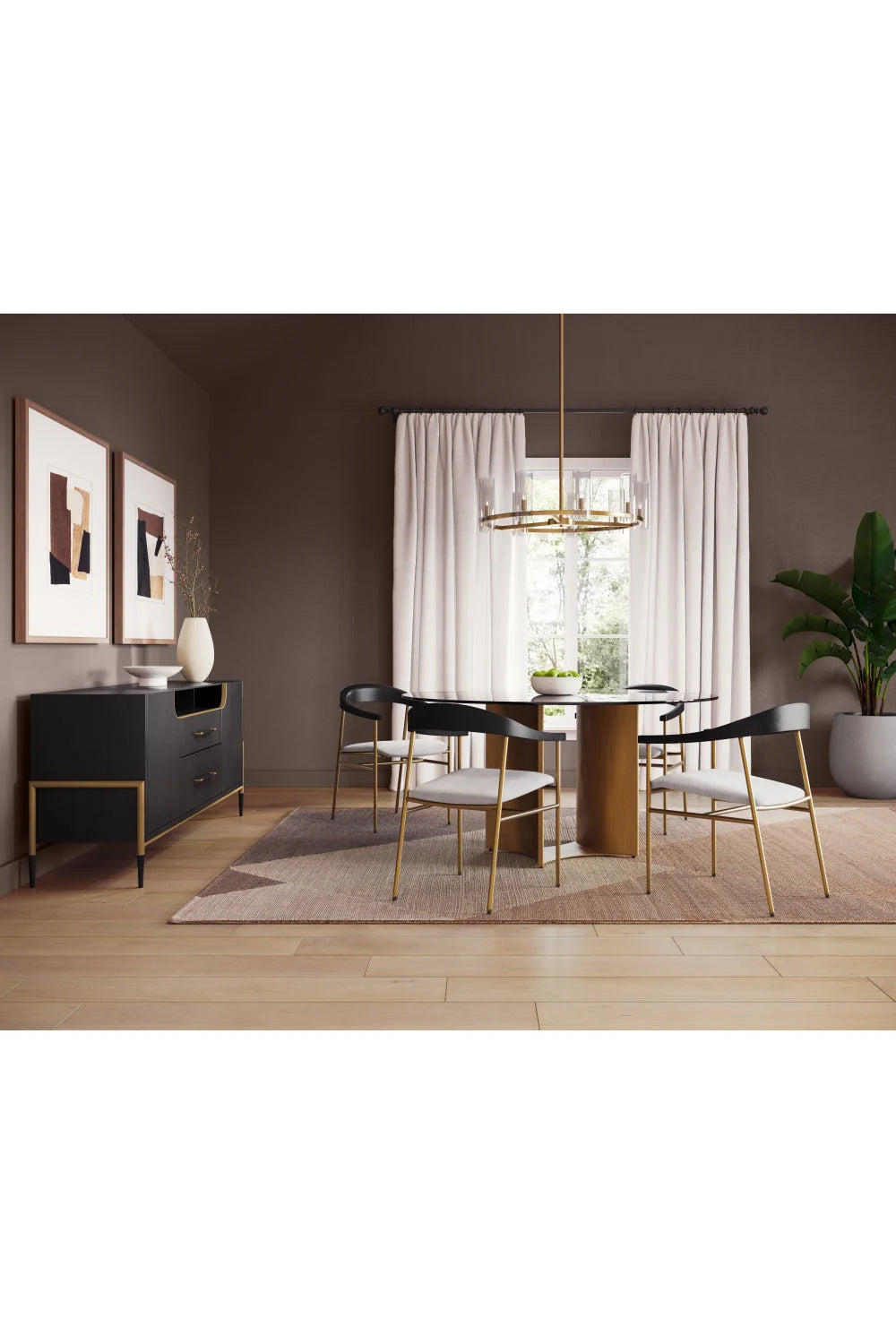 Luxury Black Wooden Sideboard European Style for Villa