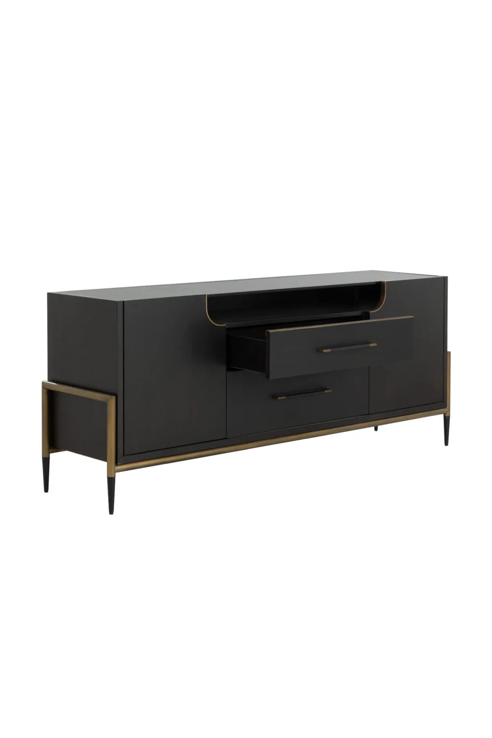 Luxury Black Wooden Sideboard European Style for Villa