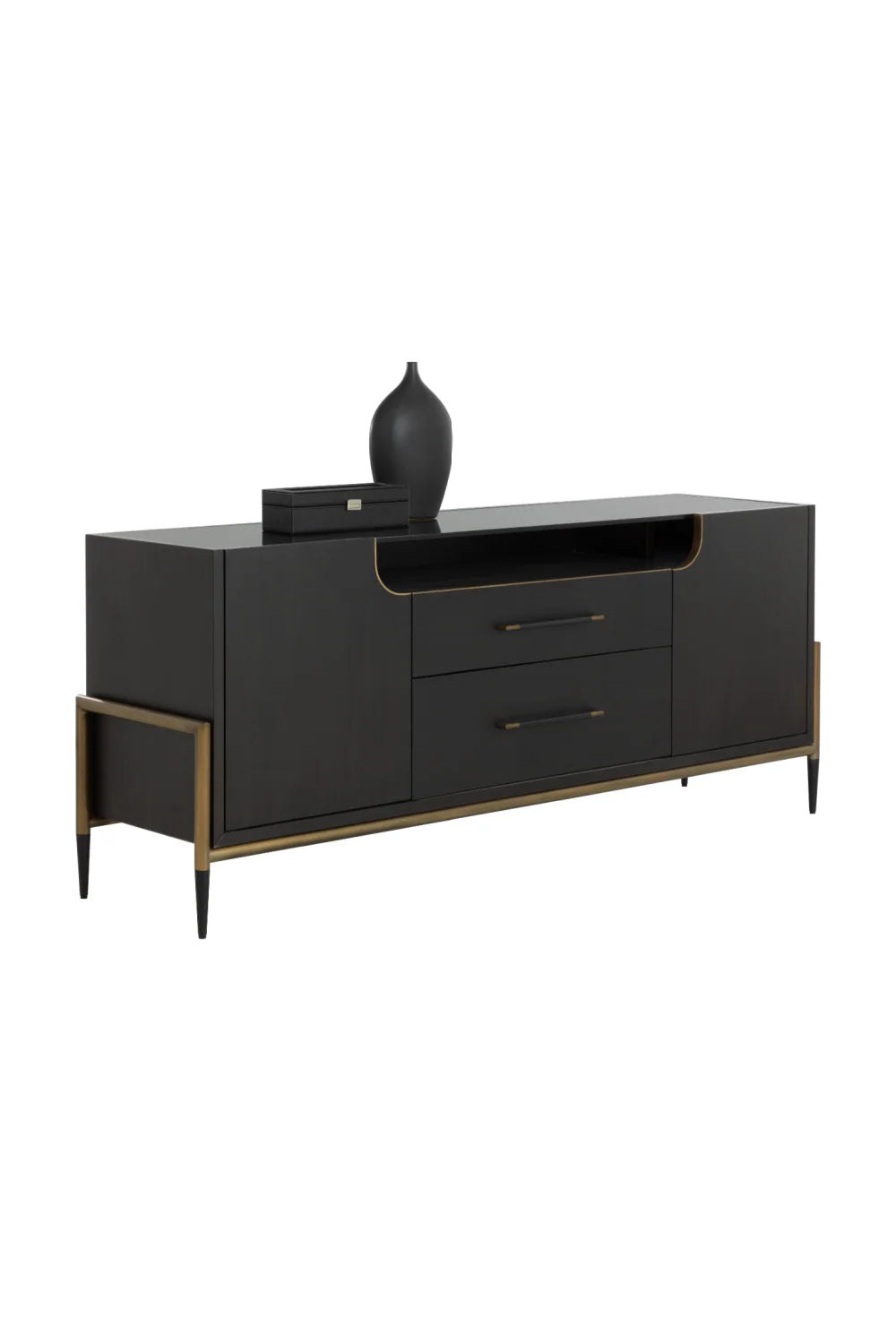 Luxury Black Wooden Sideboard European Style for Villa