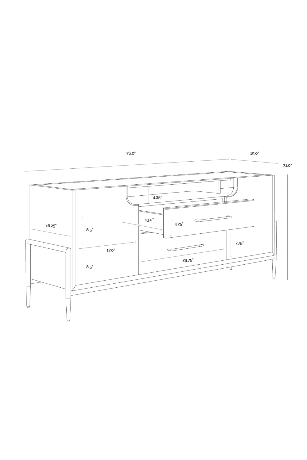 Luxury Black Wooden Sideboard European Style for Villa