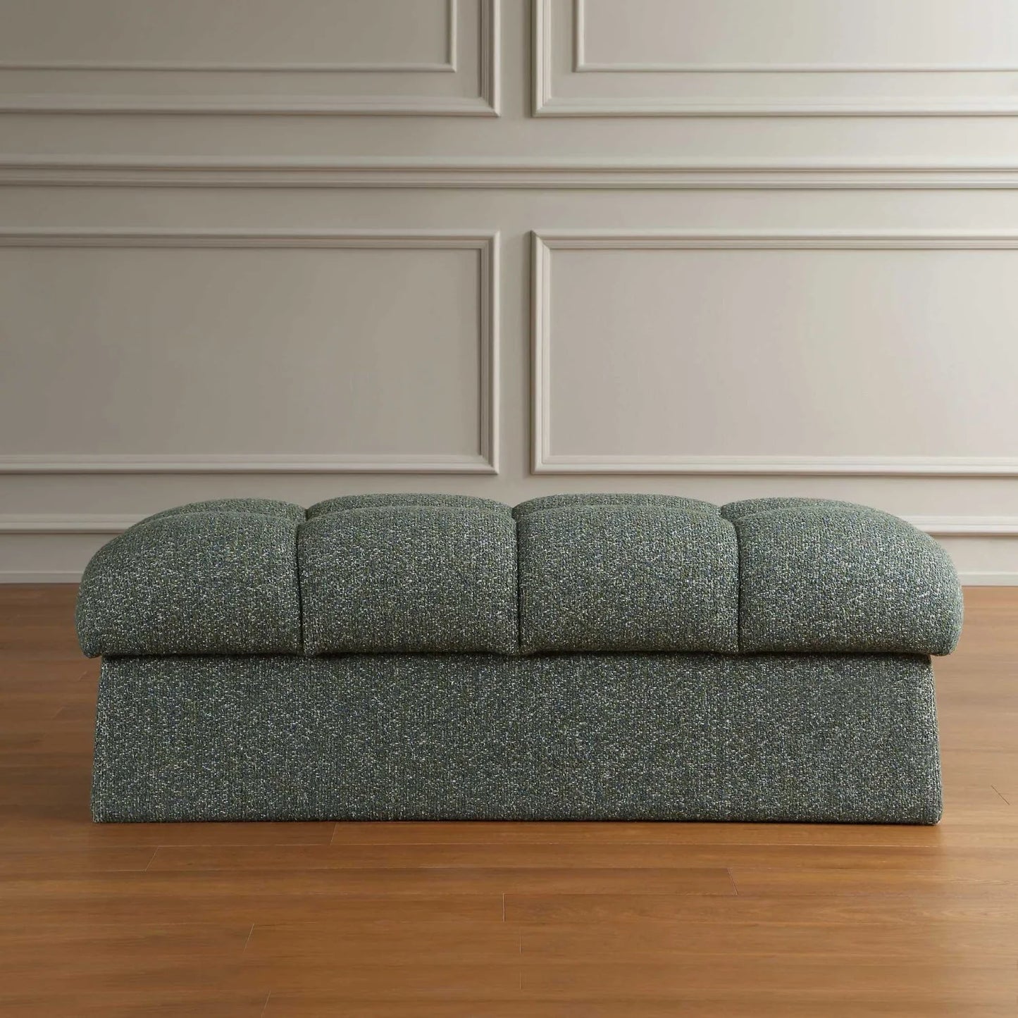 Luxury Block Tufted Fabric Bench European Style for Villa