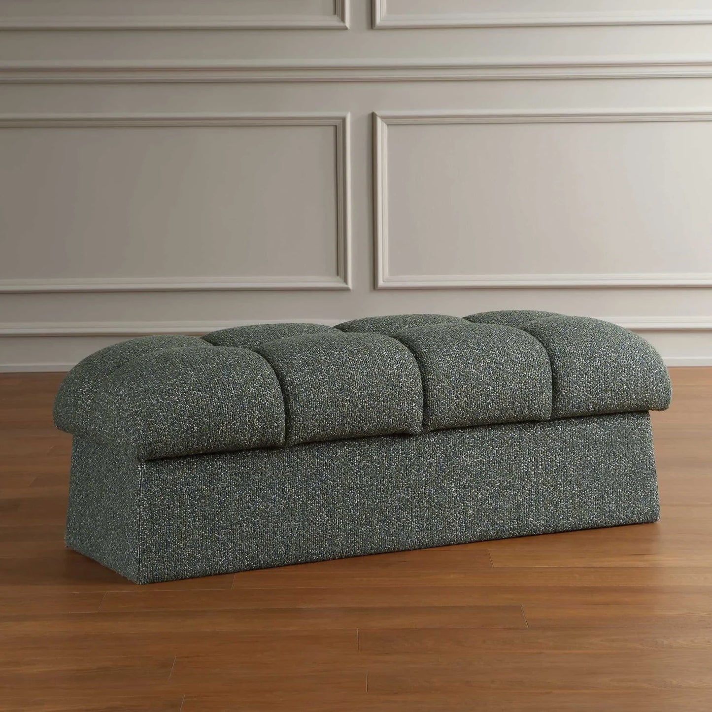 Luxury Block Tufted Fabric Bench European Style for Villa
