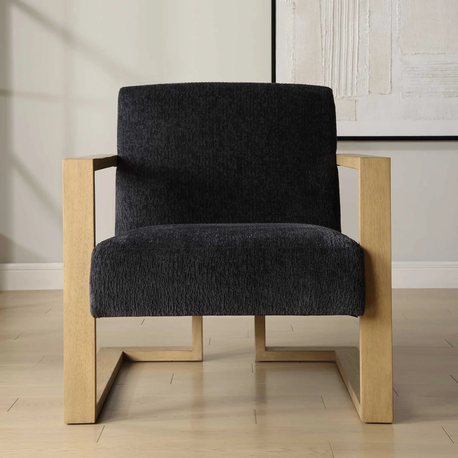 Luxury Blue Chenille Armchair European Style for Villa
