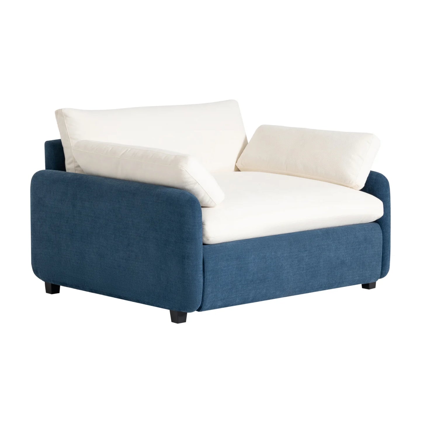 Luxury Blue Chenille Oversized Armchair European Style for Villa