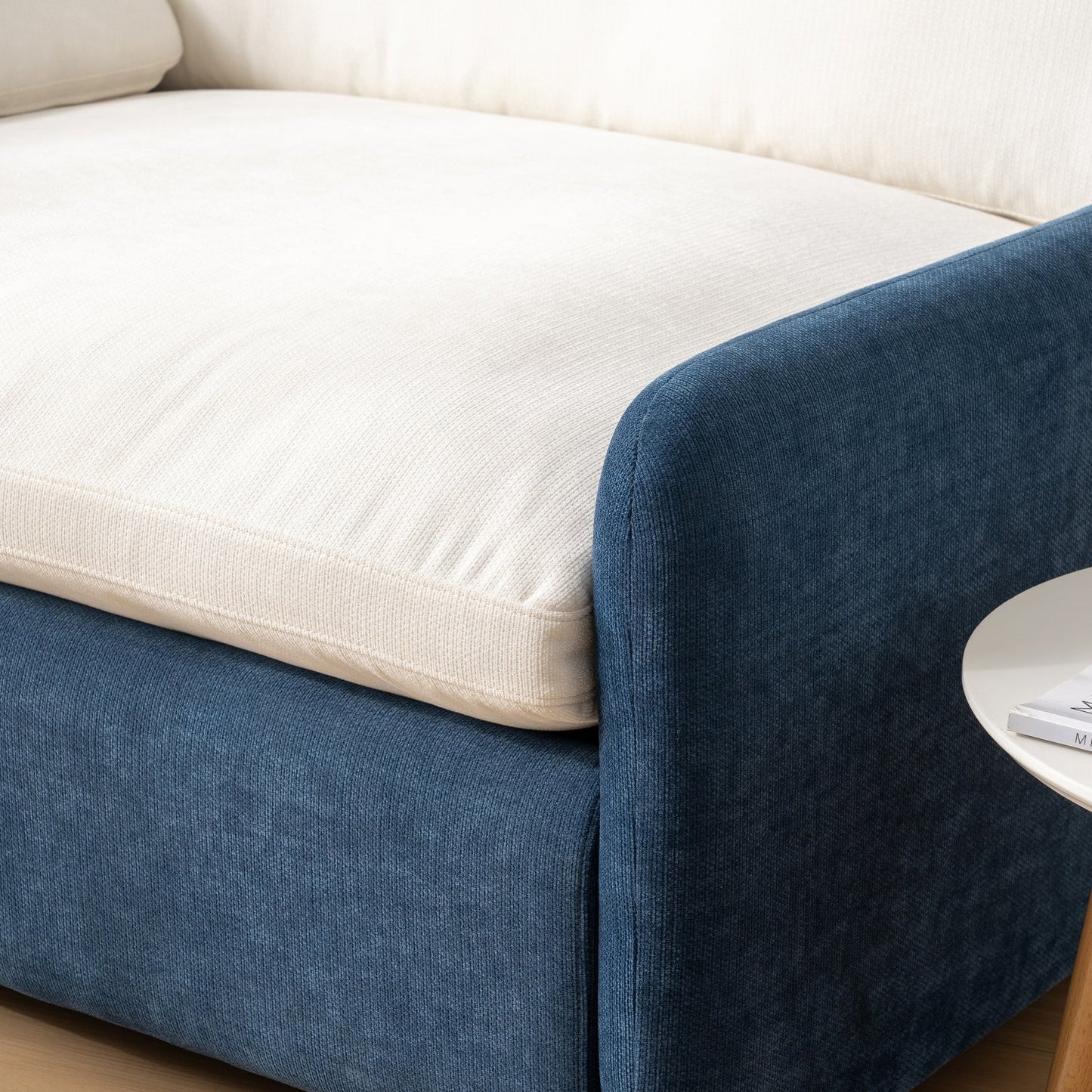 Luxury Blue Chenille Oversized Armchair European Style for Villa