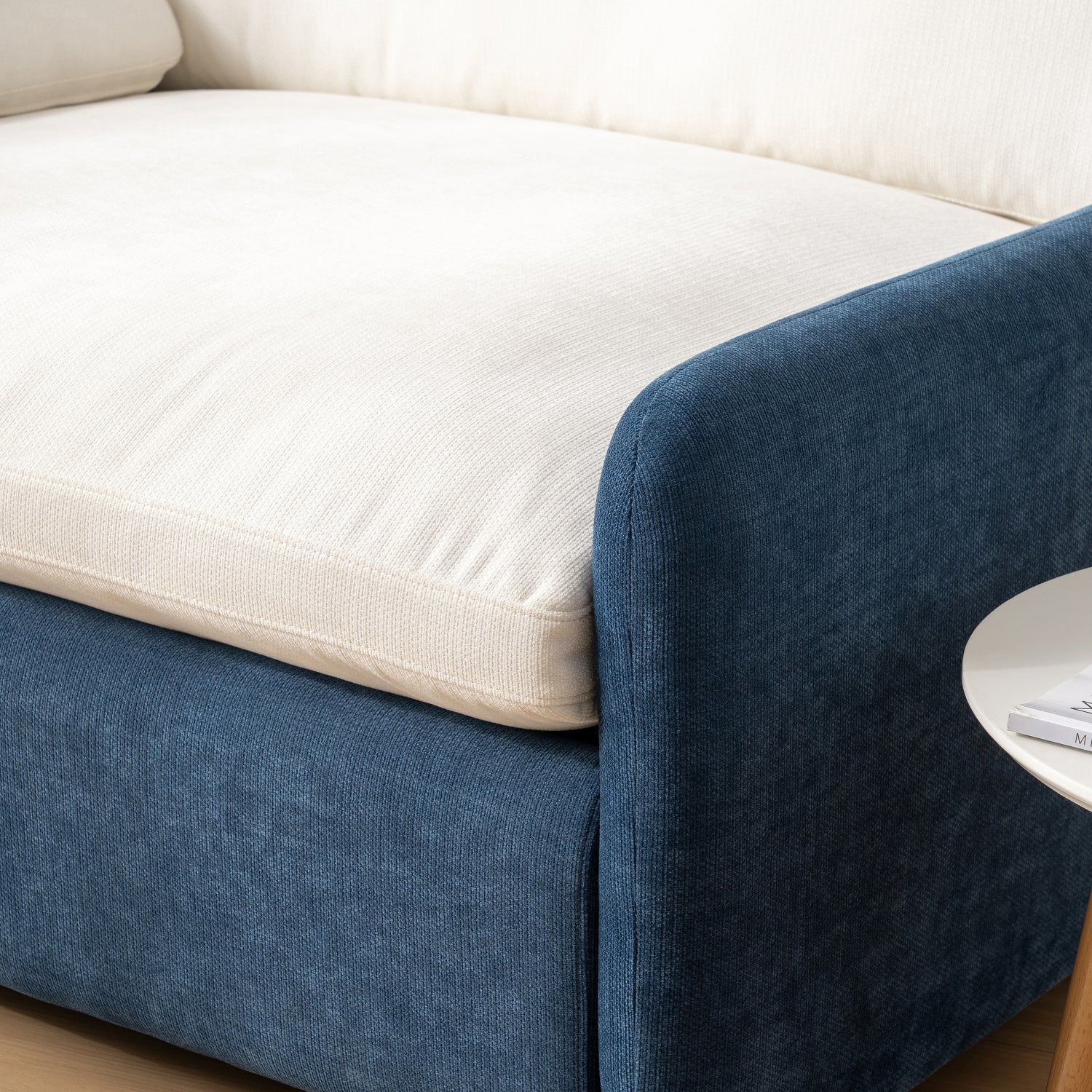 Luxury Blue Chenille Oversized Armchair European Style for Villa