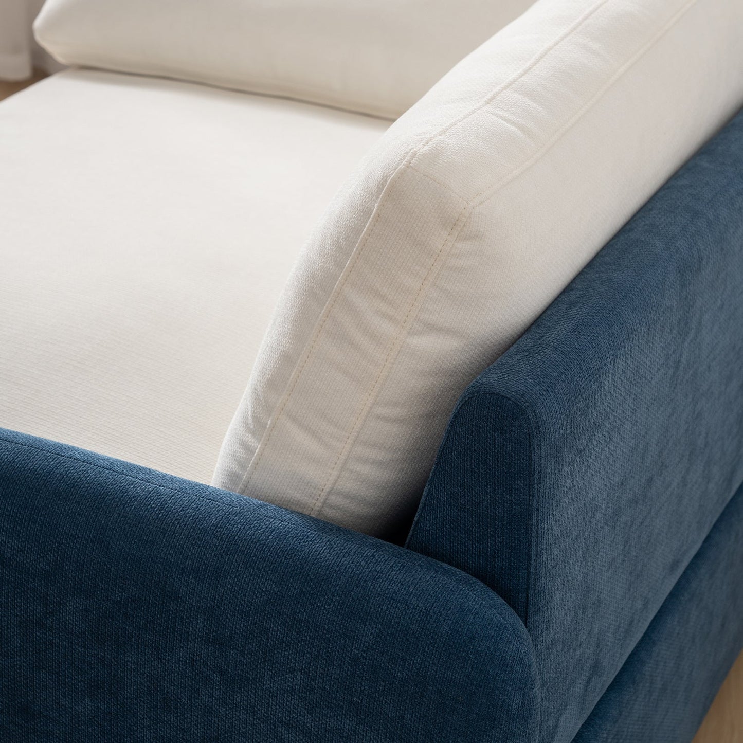 Luxury Blue Chenille Oversized Armchair European Style for Villa