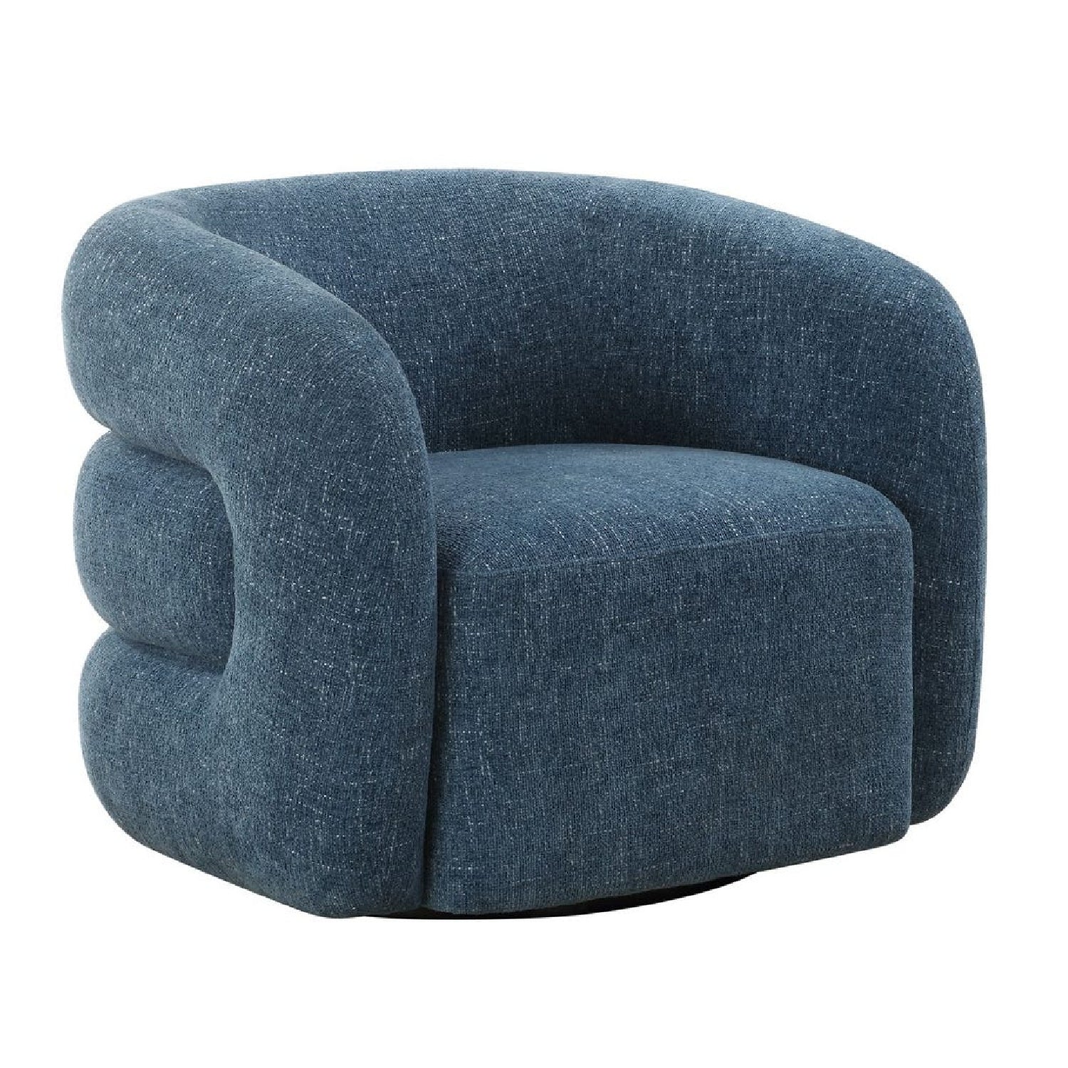 Luxury Blue Chenille Swivel Accent Chair European Style for Villa