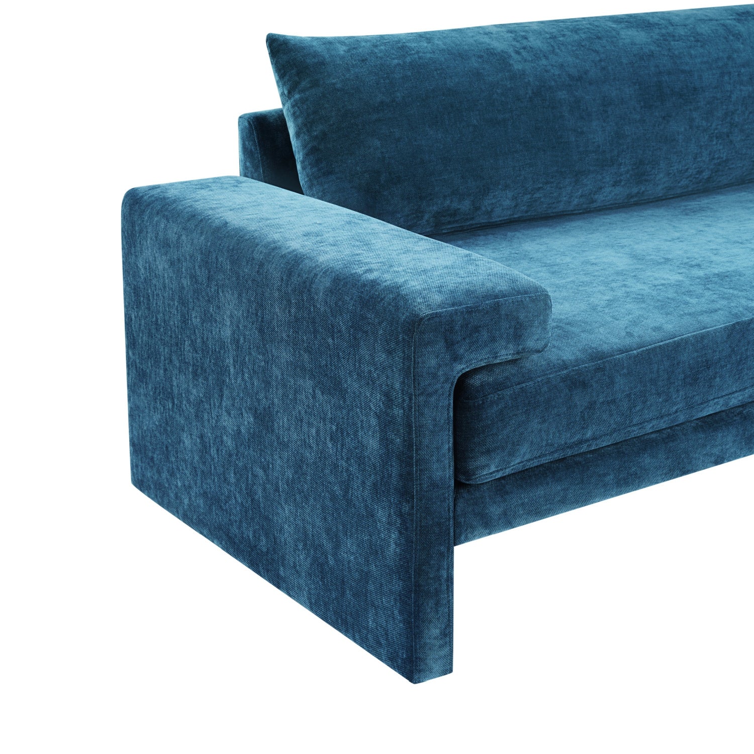 Luxury Blue Chenille Three Seater Sofa Modern Italian Style for Villa