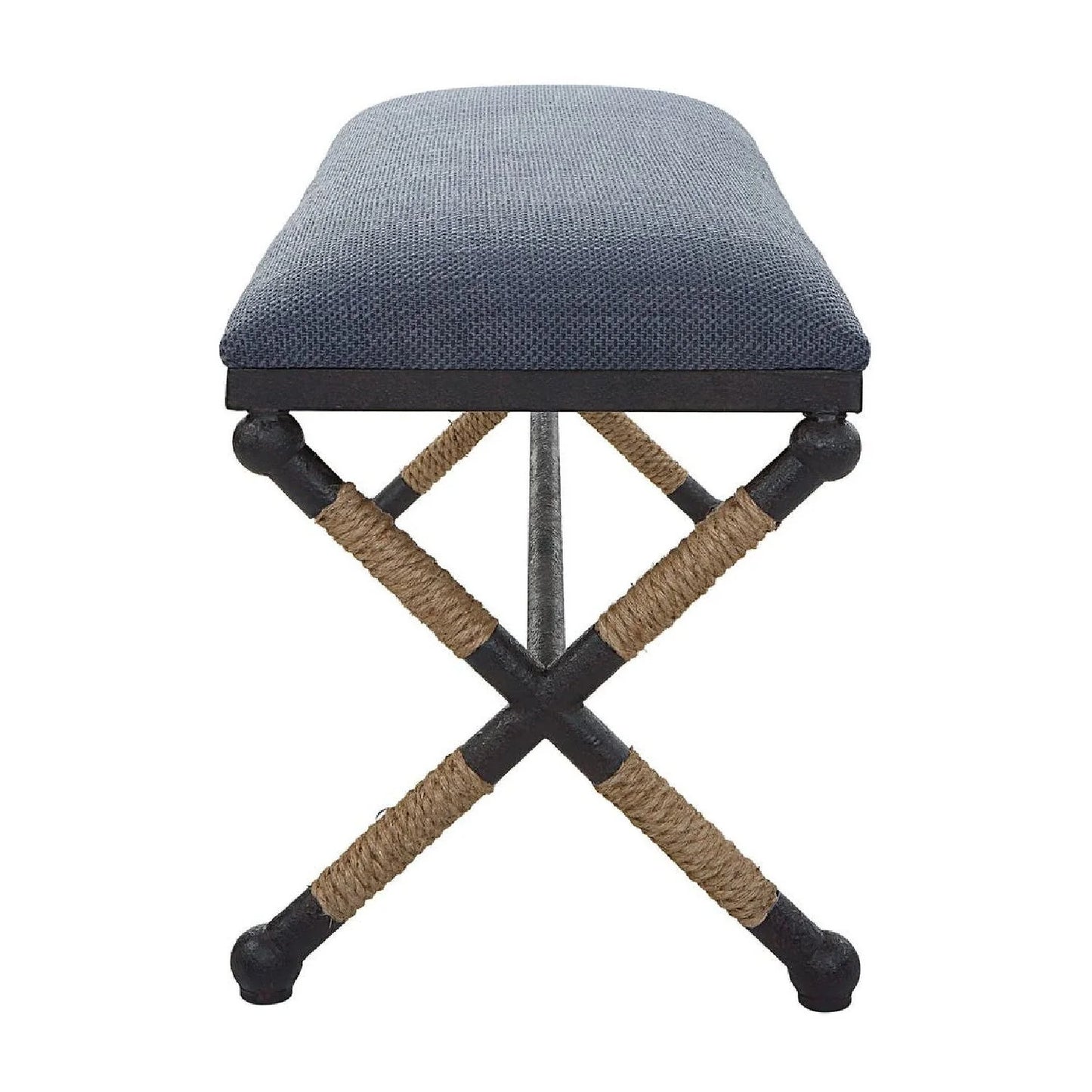 Luxury Blue Cotton Blend Bench European Style for Villa