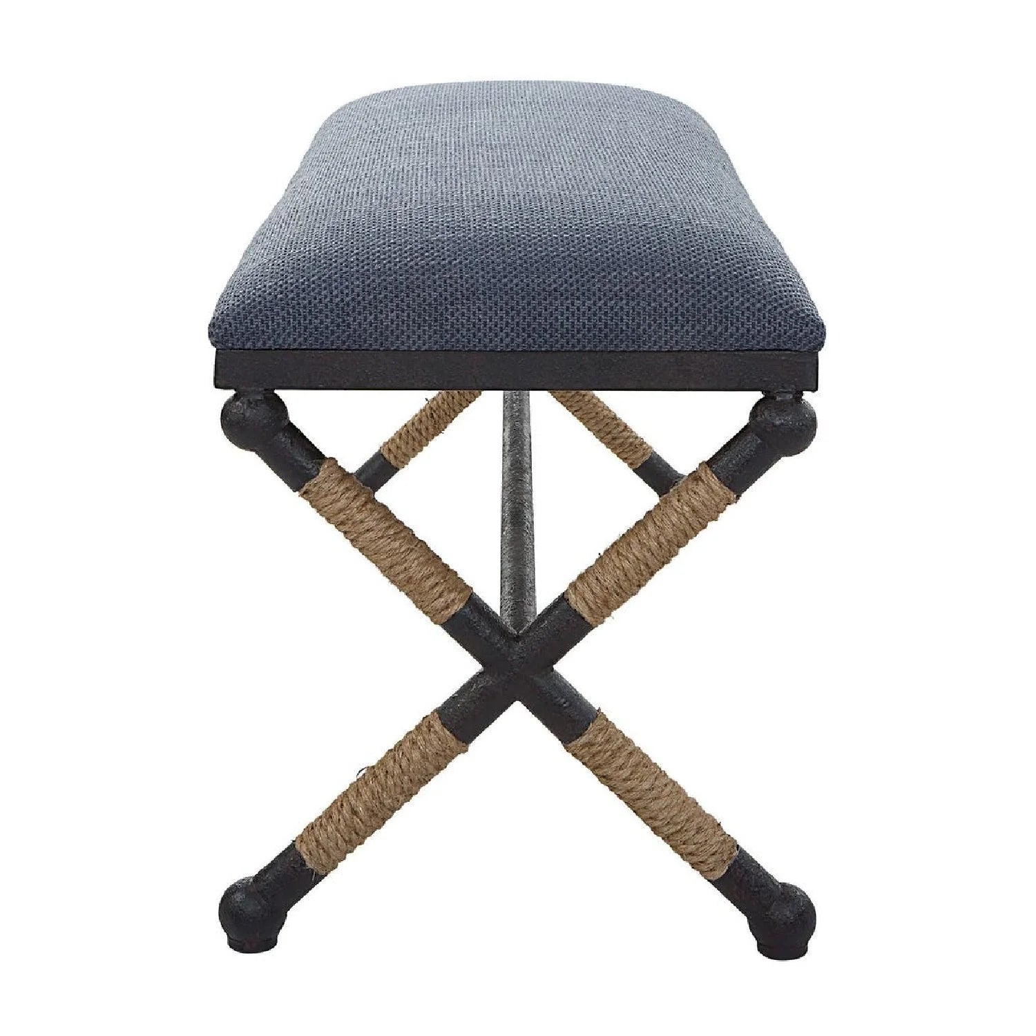 Luxury Blue Cotton Blend Bench European Style for Villa