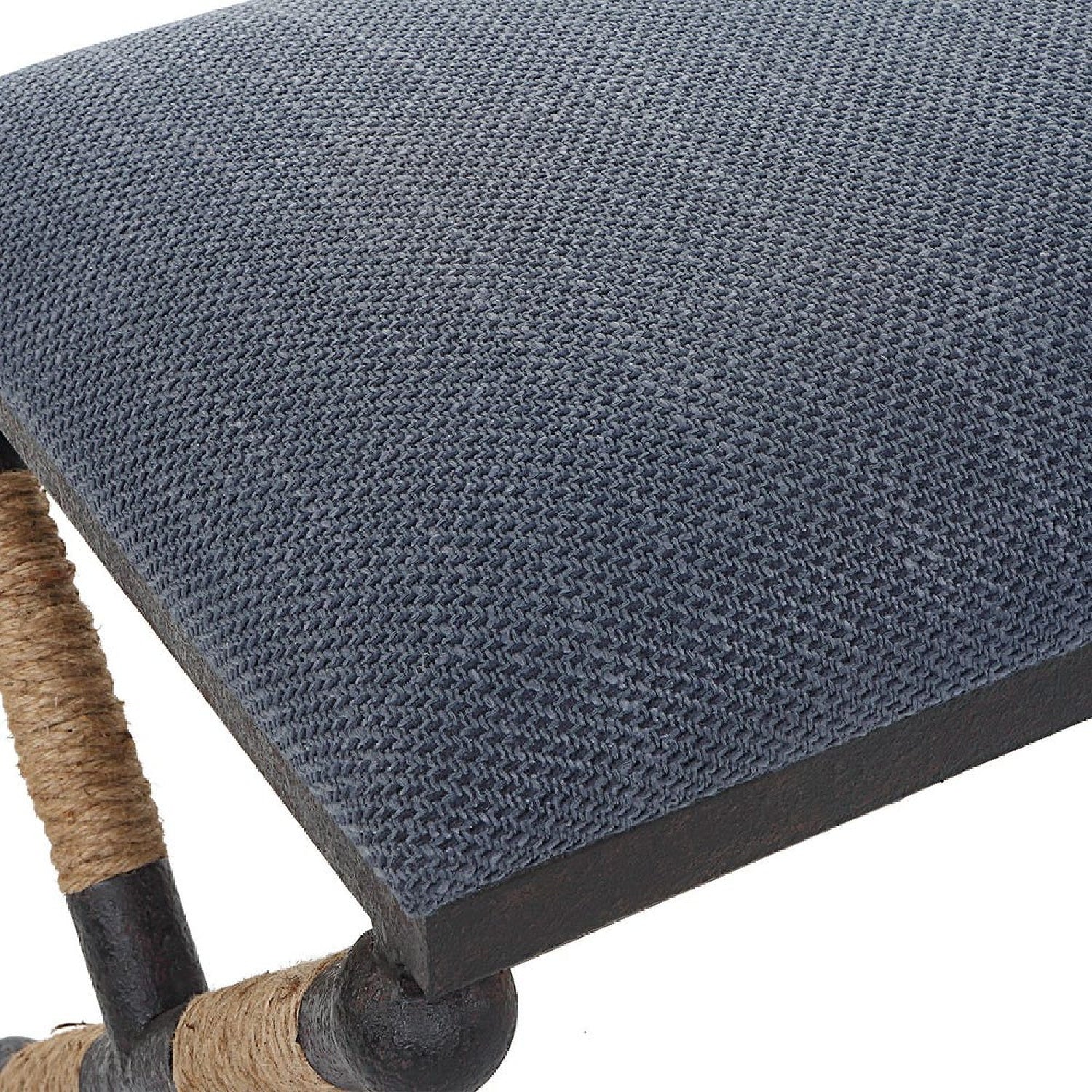 Luxury Blue Cotton Blend Bench European Style for Villa