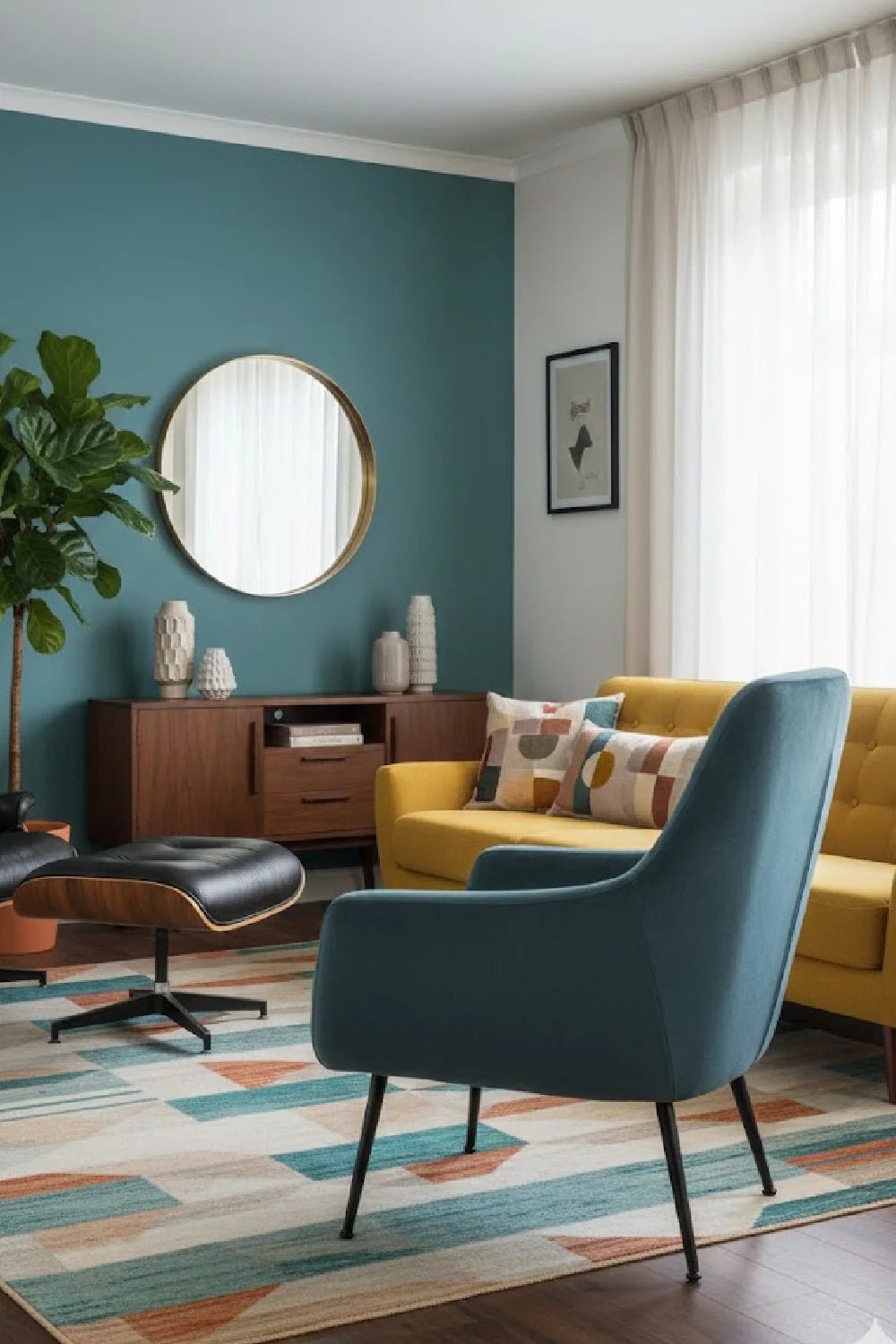 Luxury Blue Fabric Lounge Chair Modern European Style for Villa