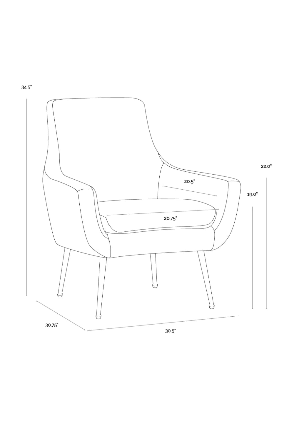 Luxury Blue Fabric Lounge Chair Modern European Style for Villa