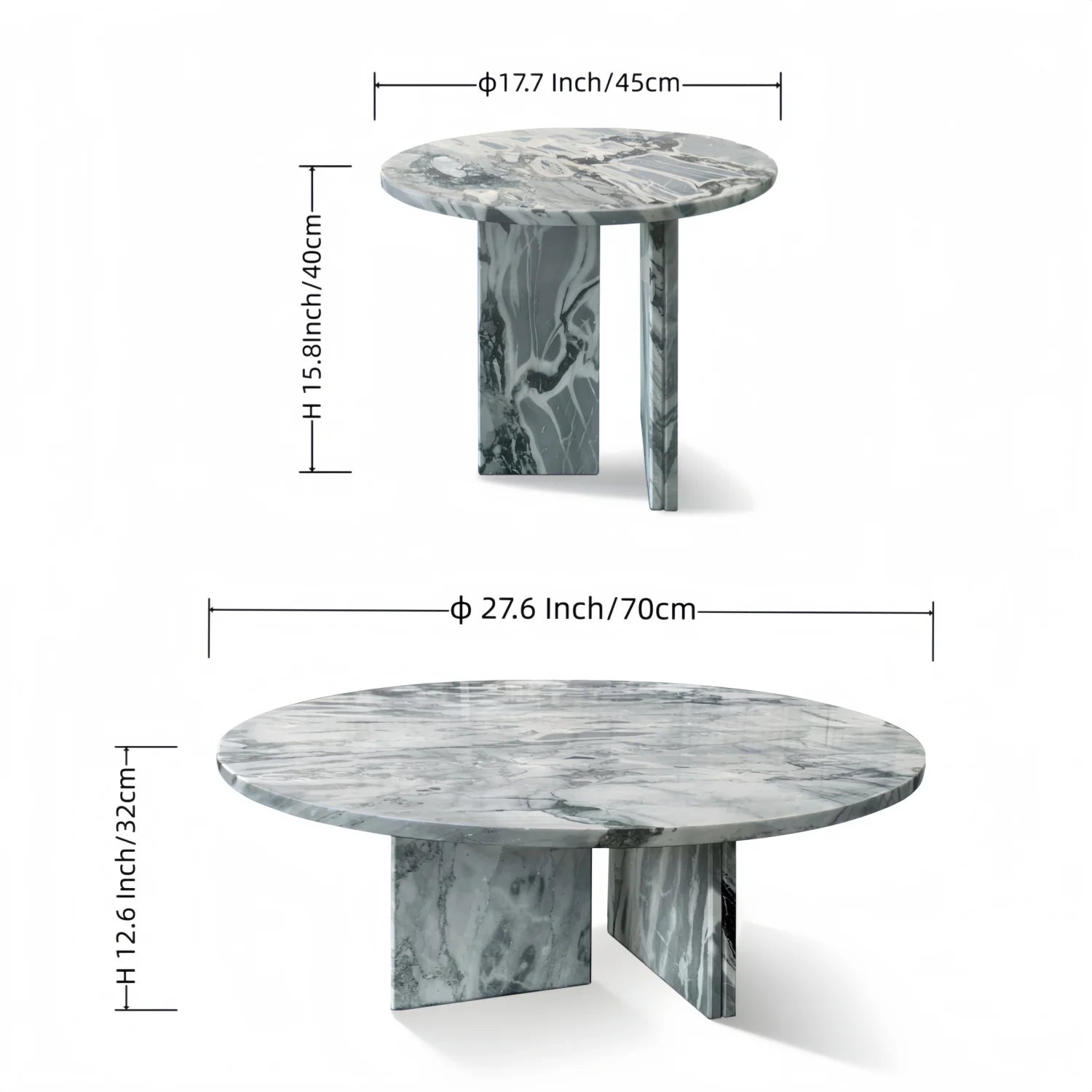 Luxury Blue Gray Marble Coffee Table Modern Italian Style for Villa