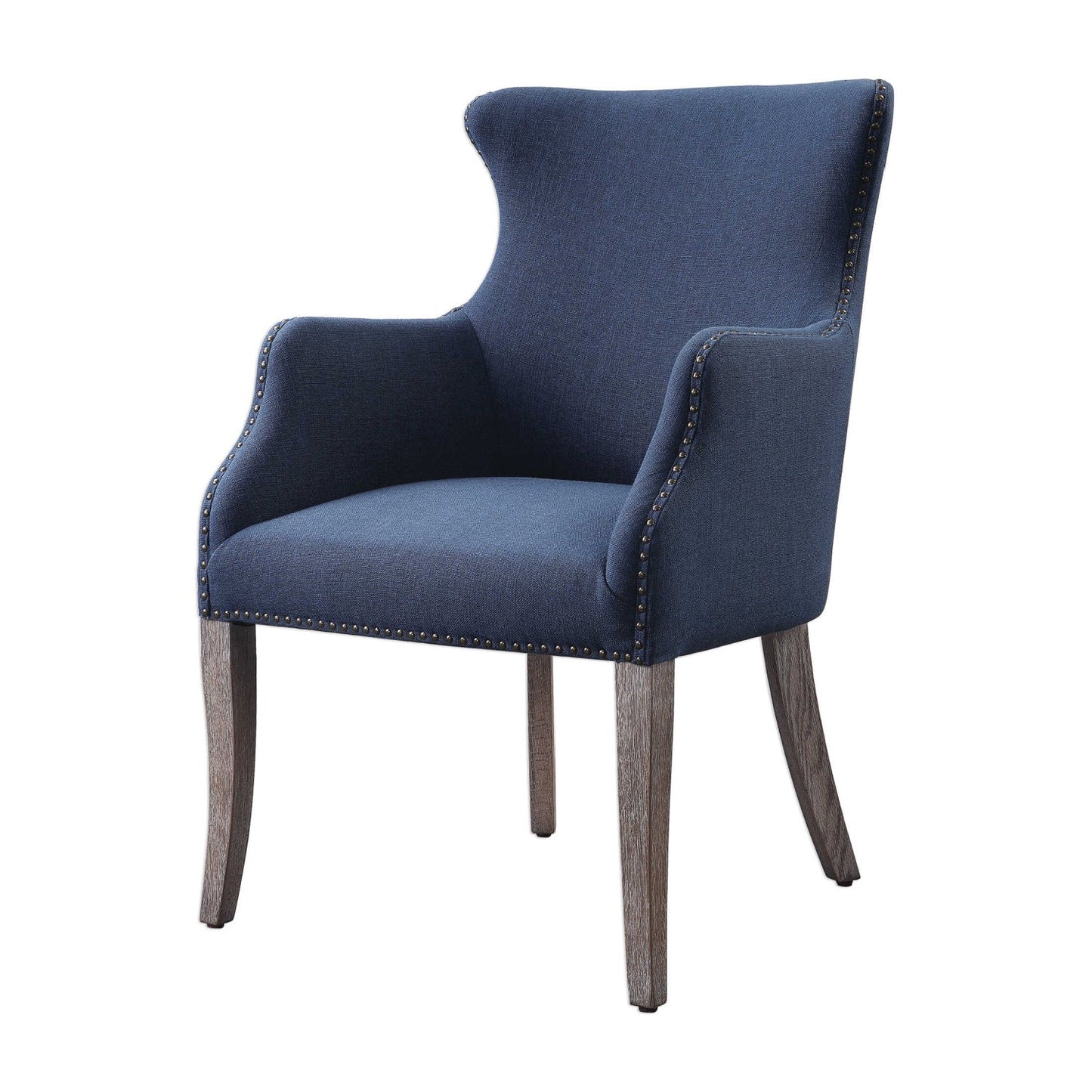 Luxury Blue Linen Wingback Lounge Chair Modern Italian Style for Villa