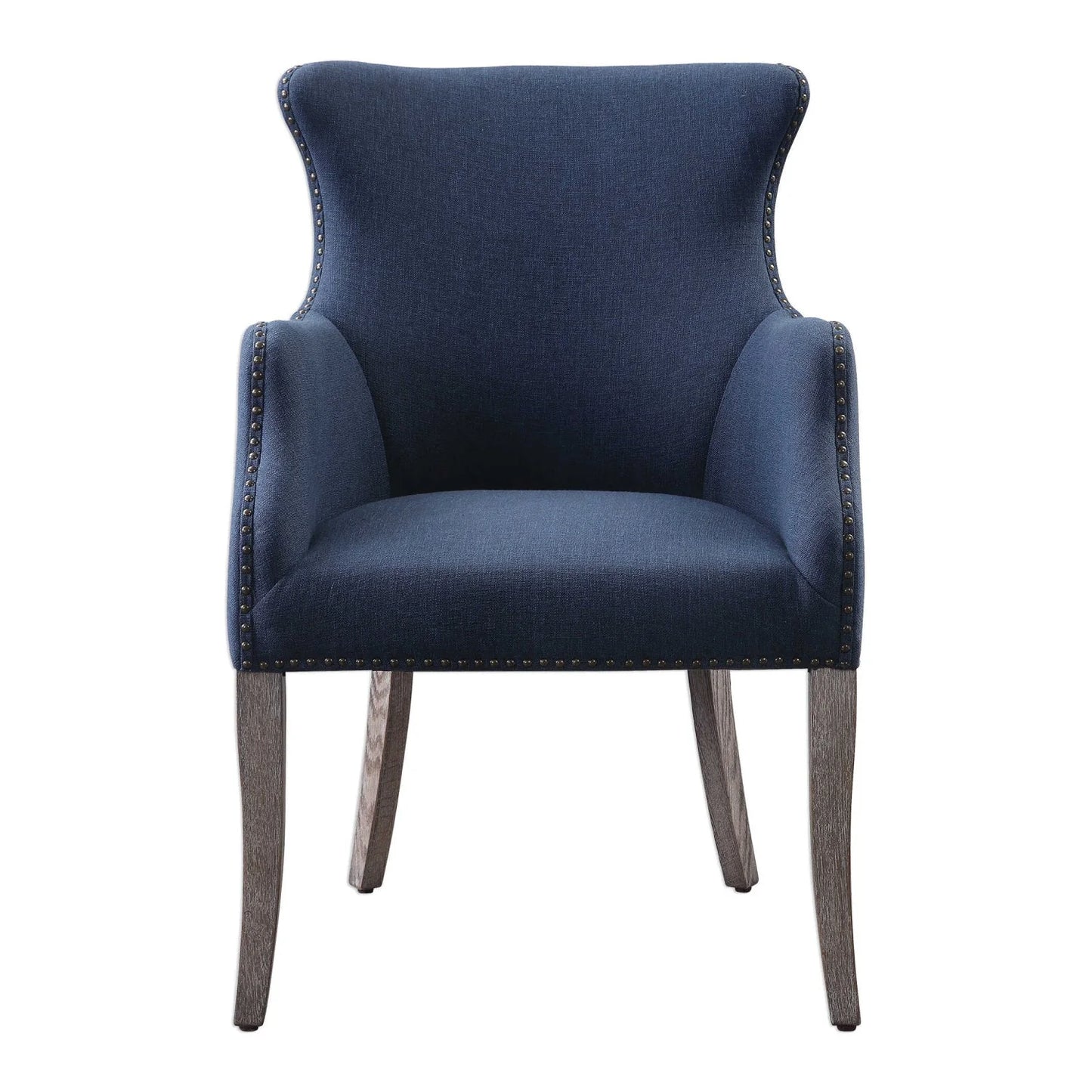 Luxury Blue Linen Wingback Lounge Chair Modern Italian Style for Villa