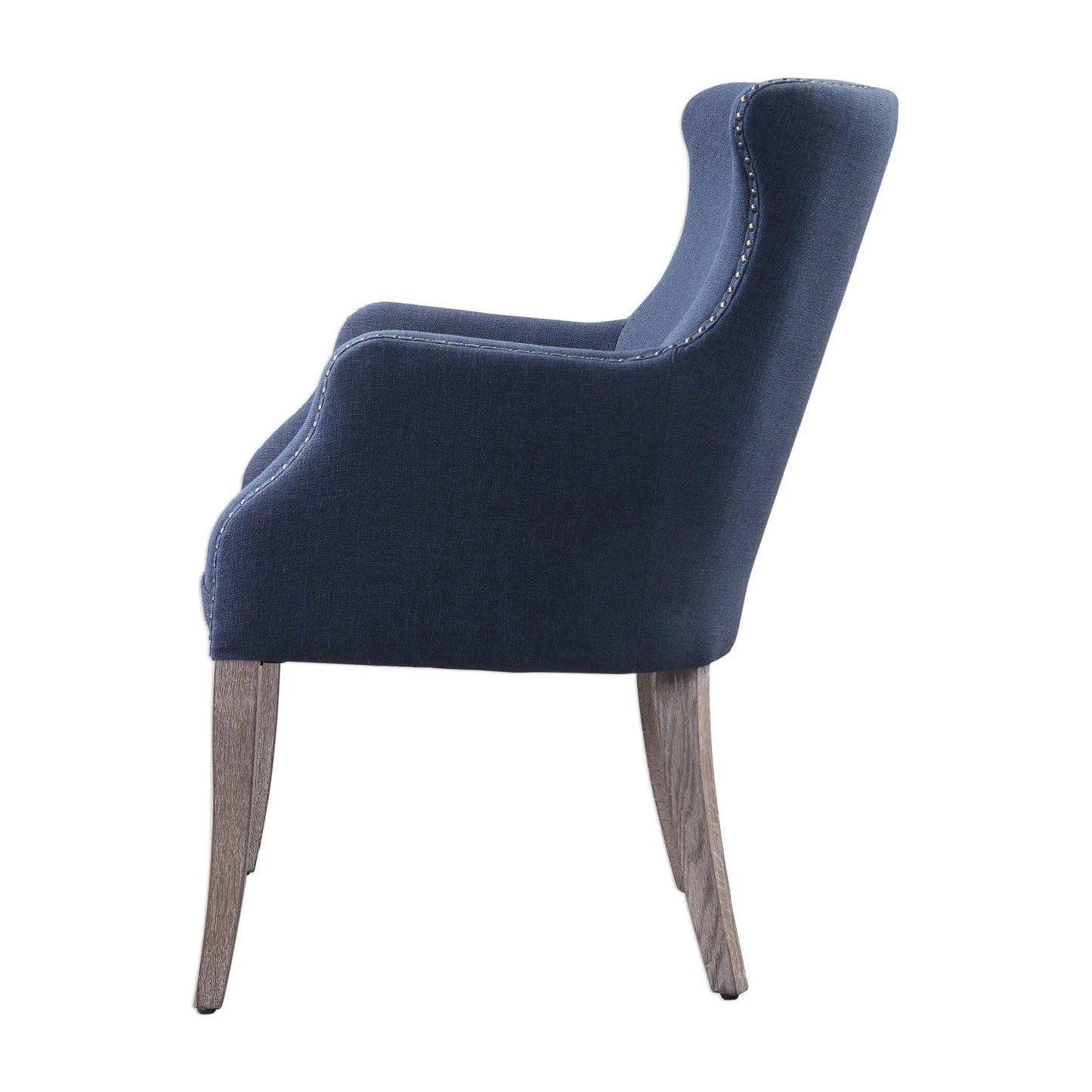 Luxury Blue Linen Wingback Lounge Chair Modern Italian Style for Villa