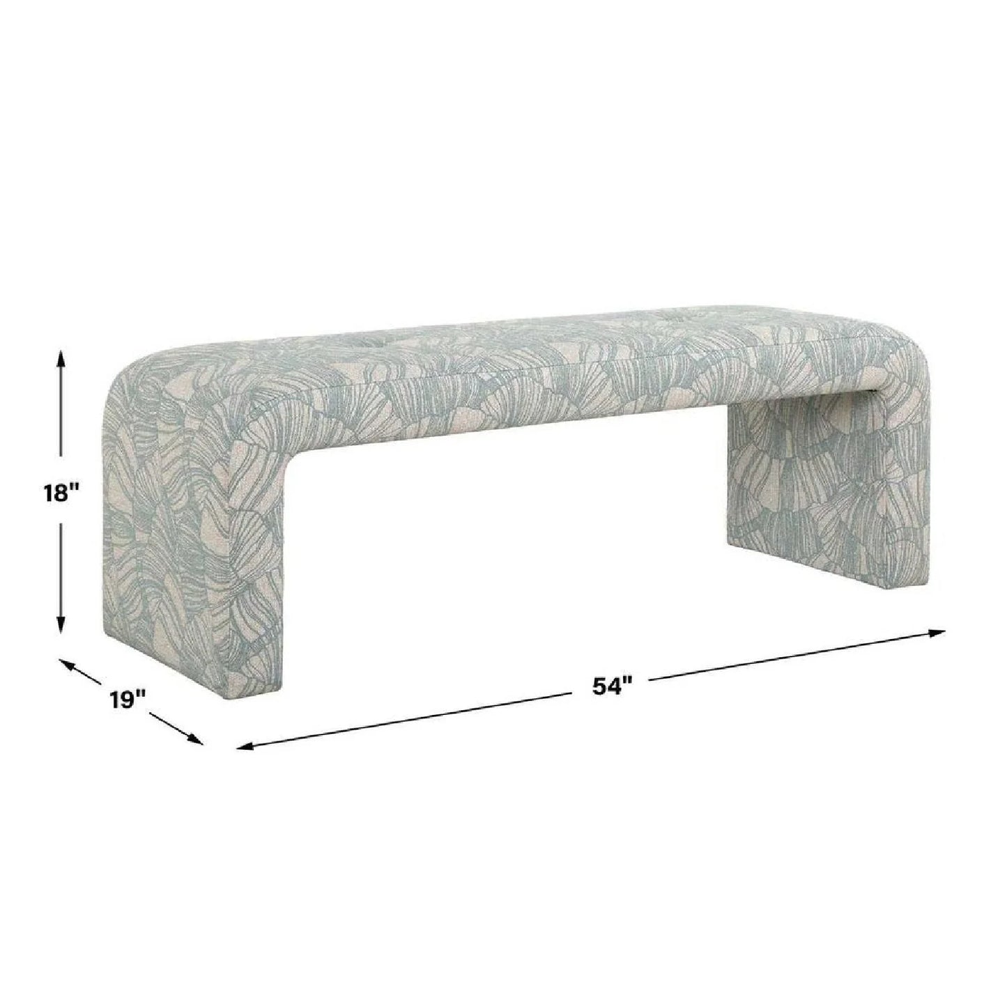 Luxury Blue Shell Printed Bench European Style for Villa