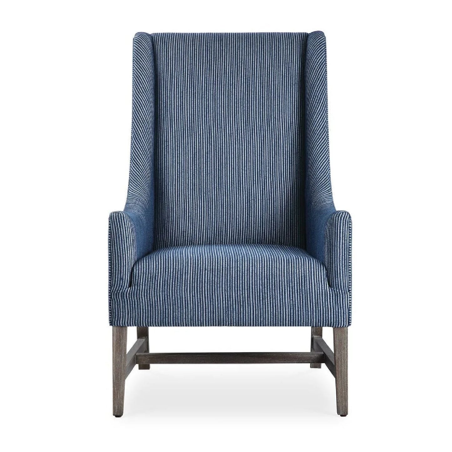 Luxury Blue Striped Wingback Accent Chair European Style for Villa