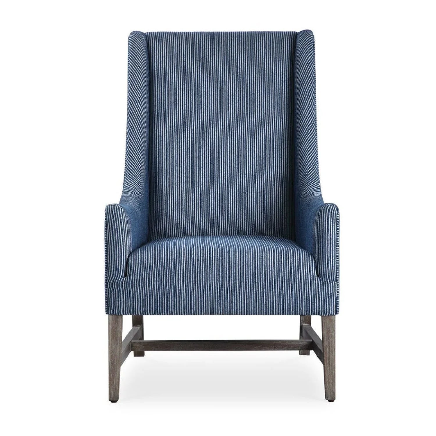 Luxury Blue Striped Wingback Accent Chair European Style for Villa