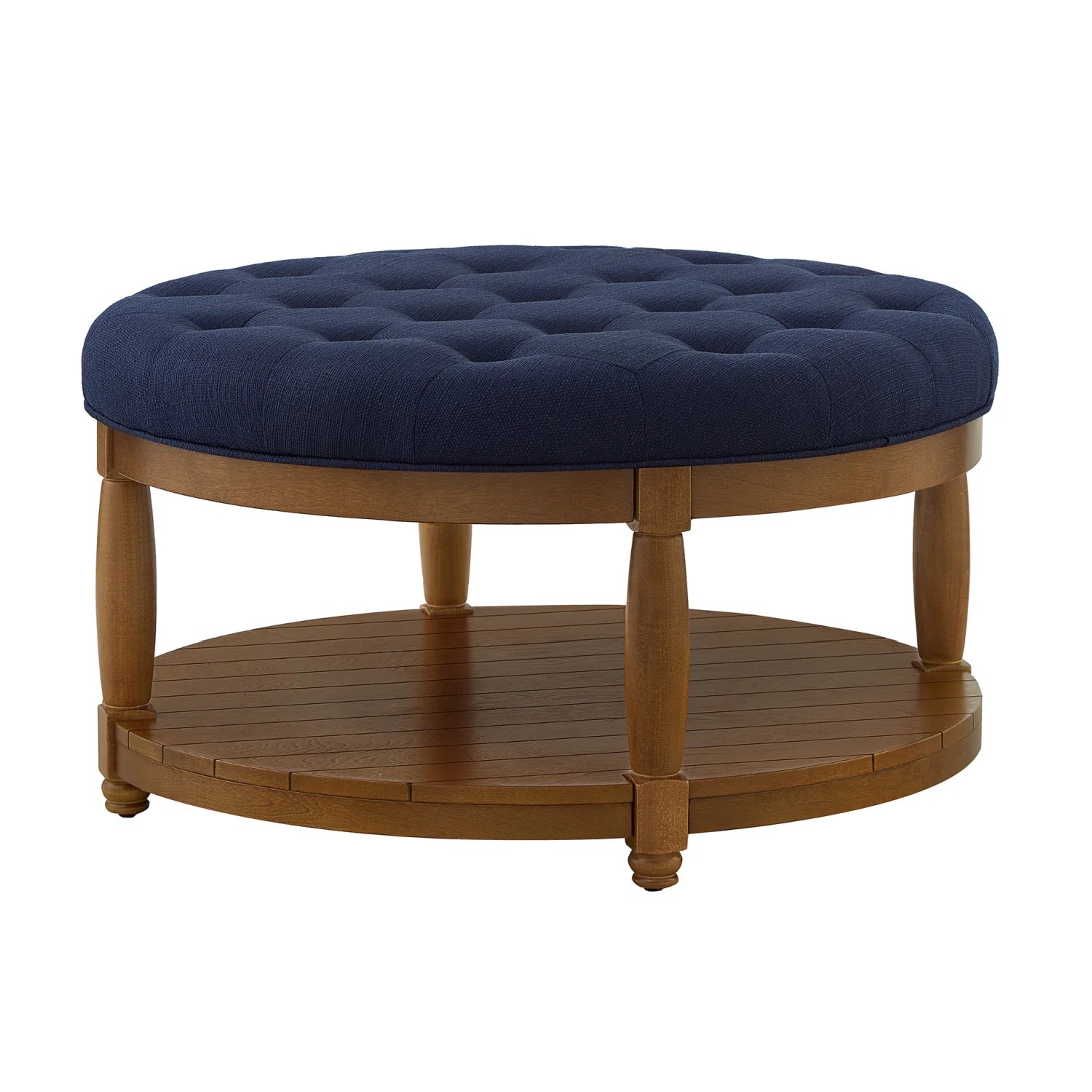 Luxury Blue Tufted Linen Coffee Table Modern Italian Style for Villa