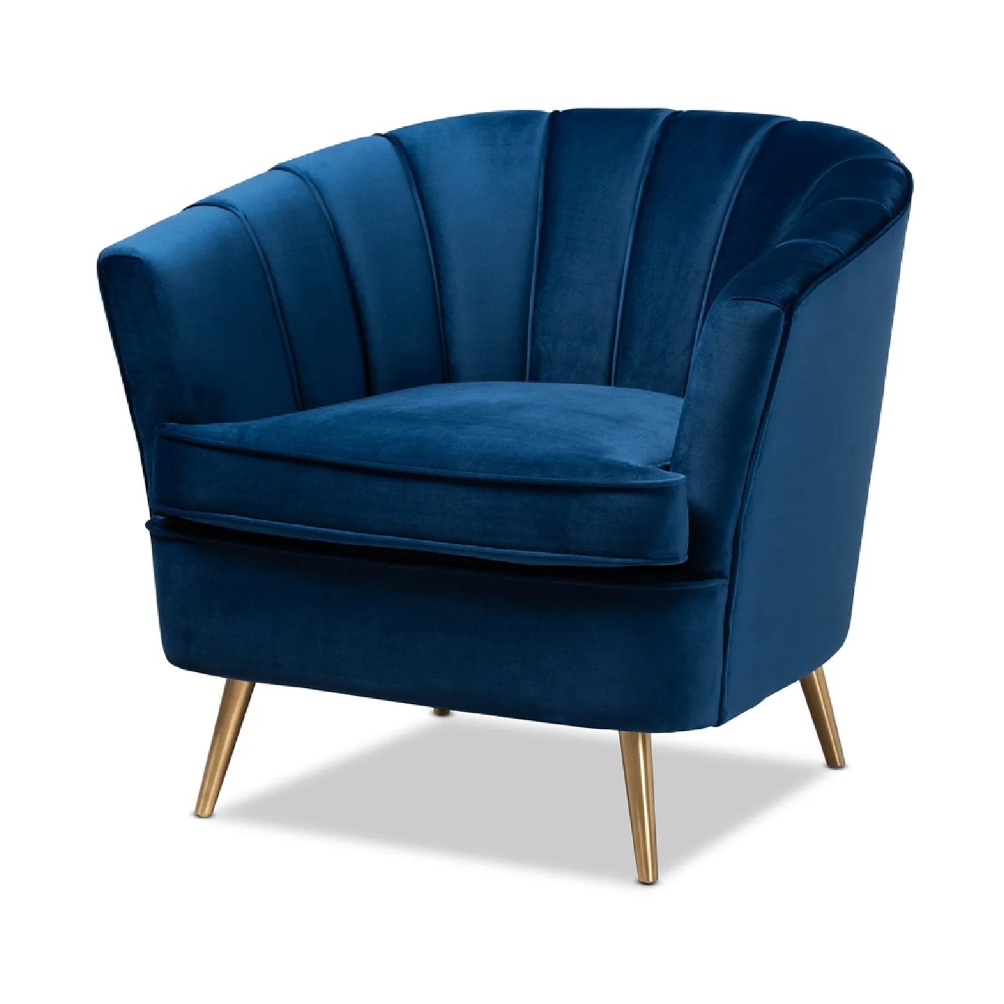 Luxury Blue Velvet Accent Chair Modern European Style for Villa