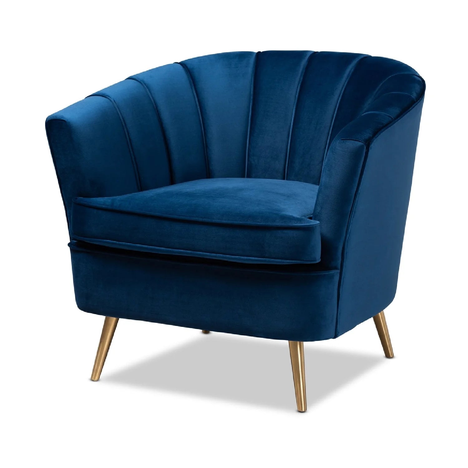 Luxury Blue Velvet Accent Chair Modern European Style for Villa