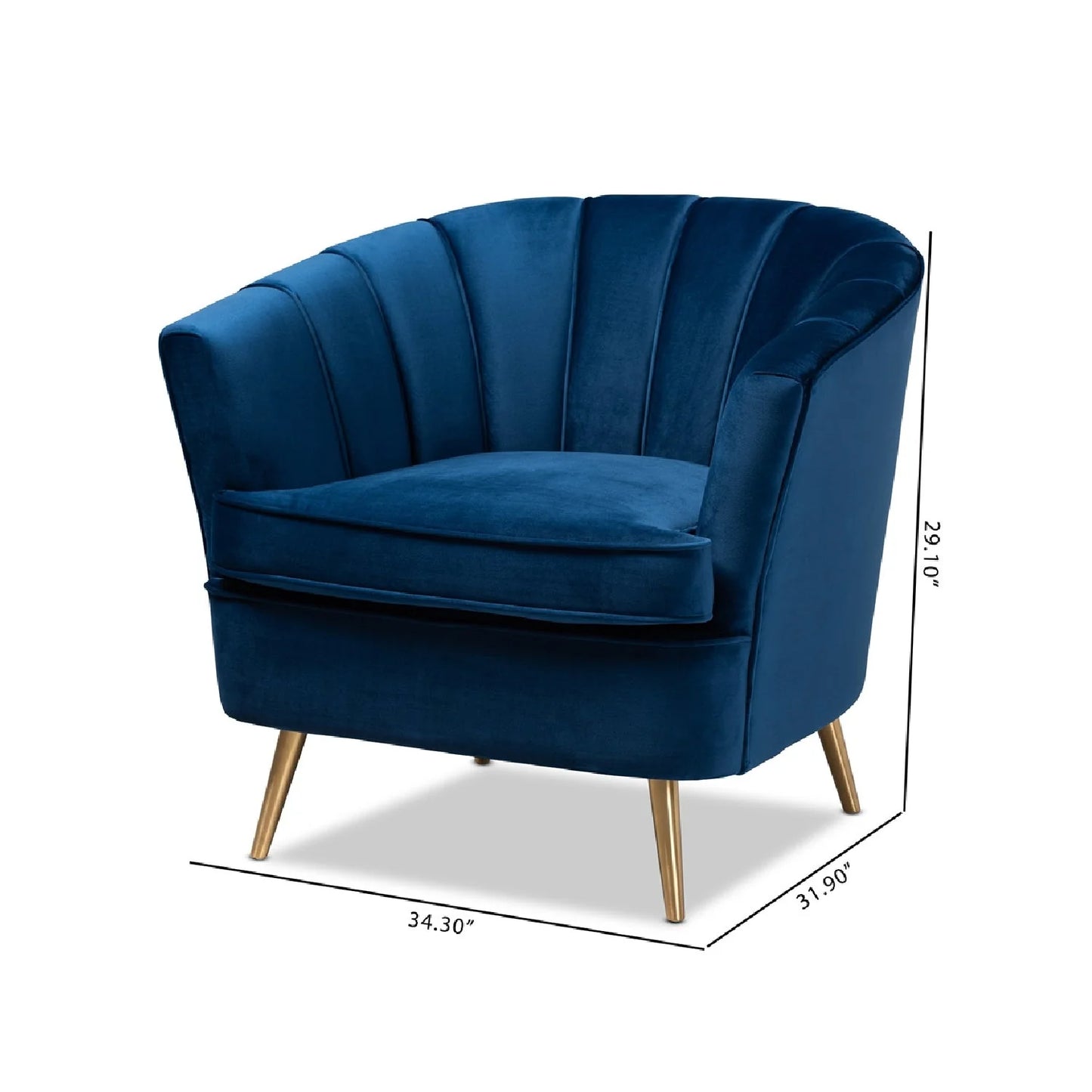 Luxury Blue Velvet Accent Chair Modern European Style for Villa