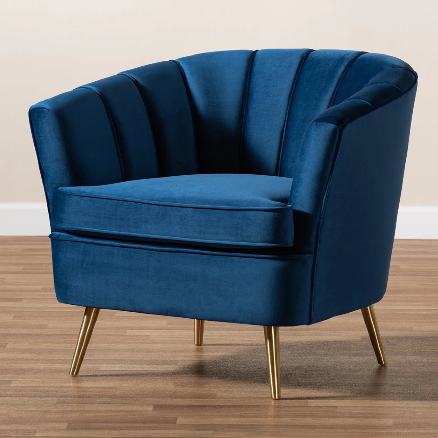 Luxury Blue Velvet Accent Chair Modern European Style for Villa