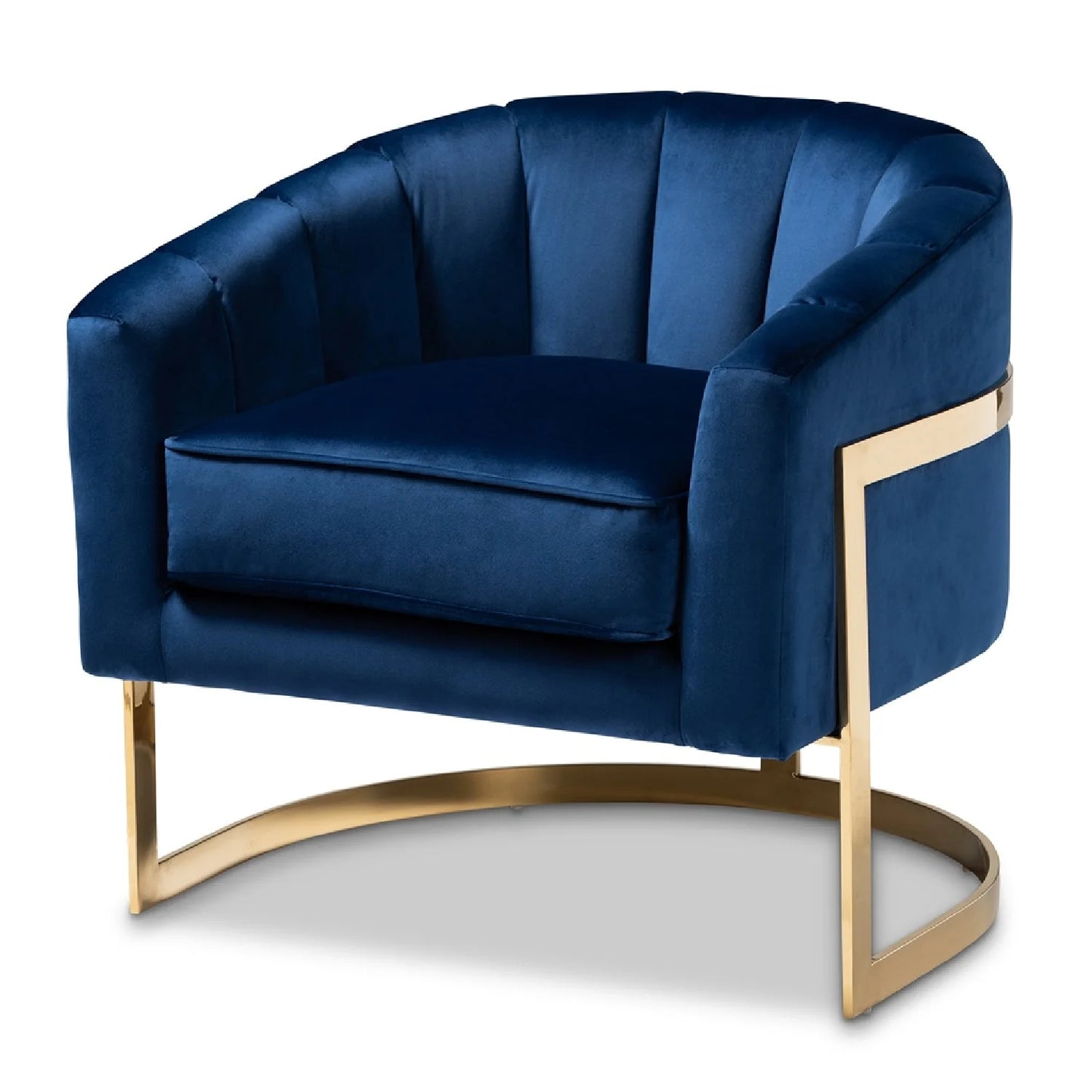 Luxury Blue Velvet Accent Chair Modern Italian Style for Villa