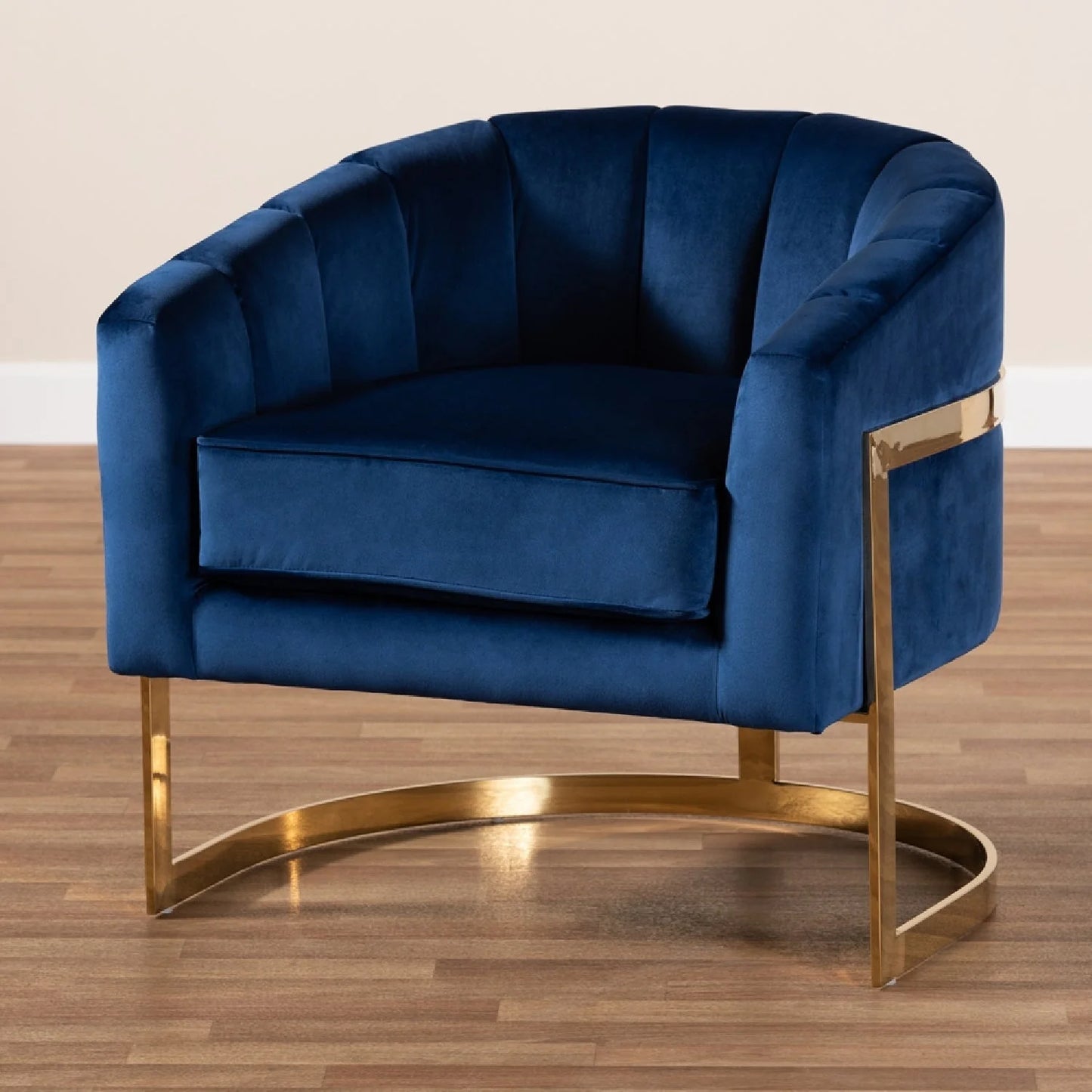 Luxury Blue Velvet Accent Chair Modern Italian Style for Villa