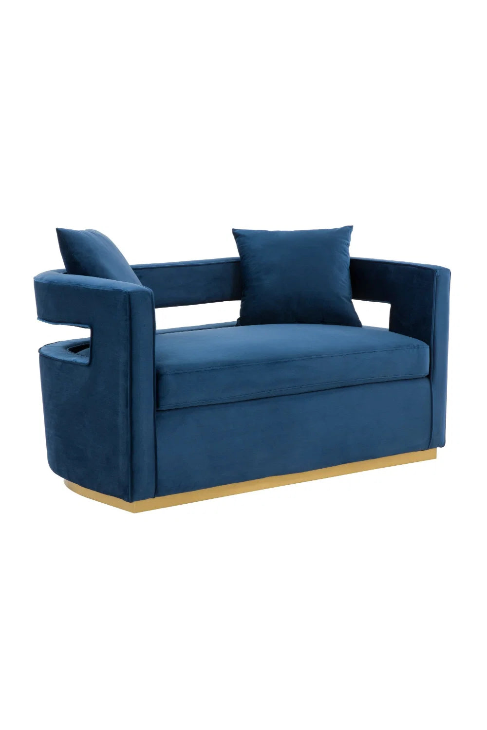 Luxury Blue Velvet Loveseat Sofa Modern Italian Style for Villa