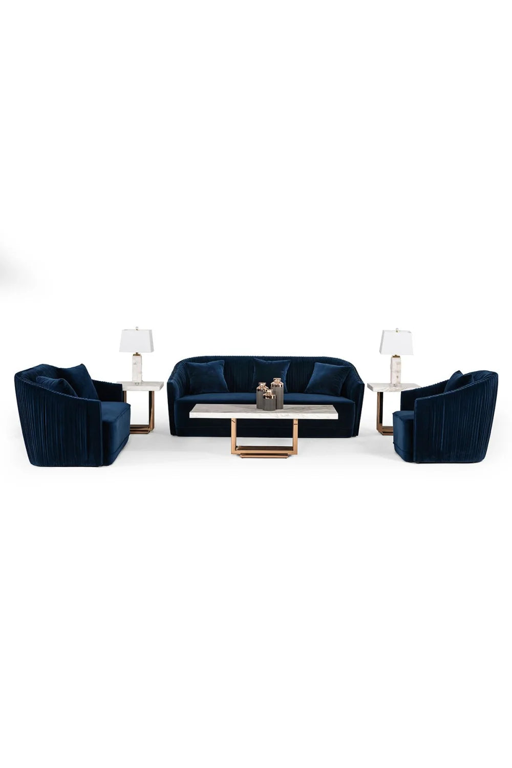 Luxury Blue Velvet Sofa Modern Italian Style for Villa