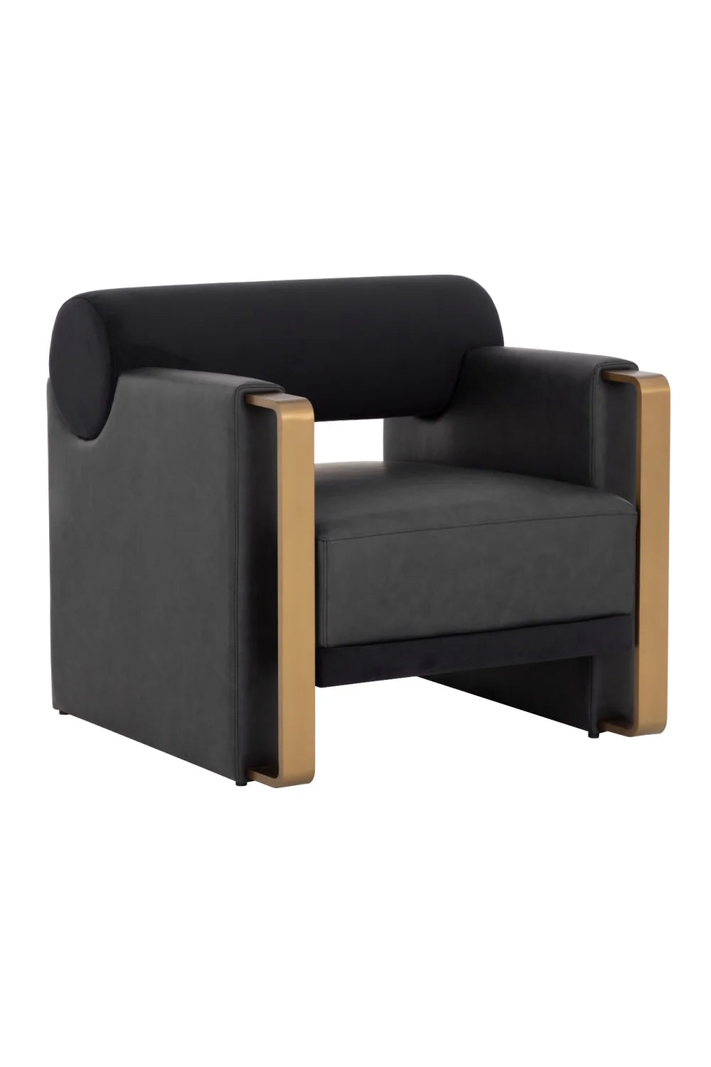 Luxury Bolster Back Black Lounge Chair European Style for Villa