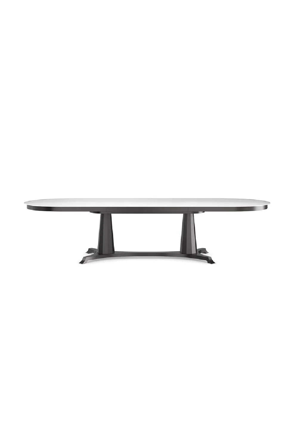 Luxury Bordeaux Oval Tempered Glass Dining Table Modern Italian Style for Villa