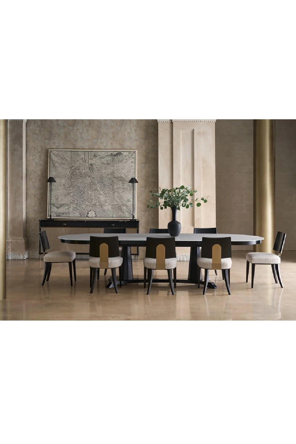 Luxury Bordeaux Oval Tempered Glass Dining Table Modern Italian Style for Villa