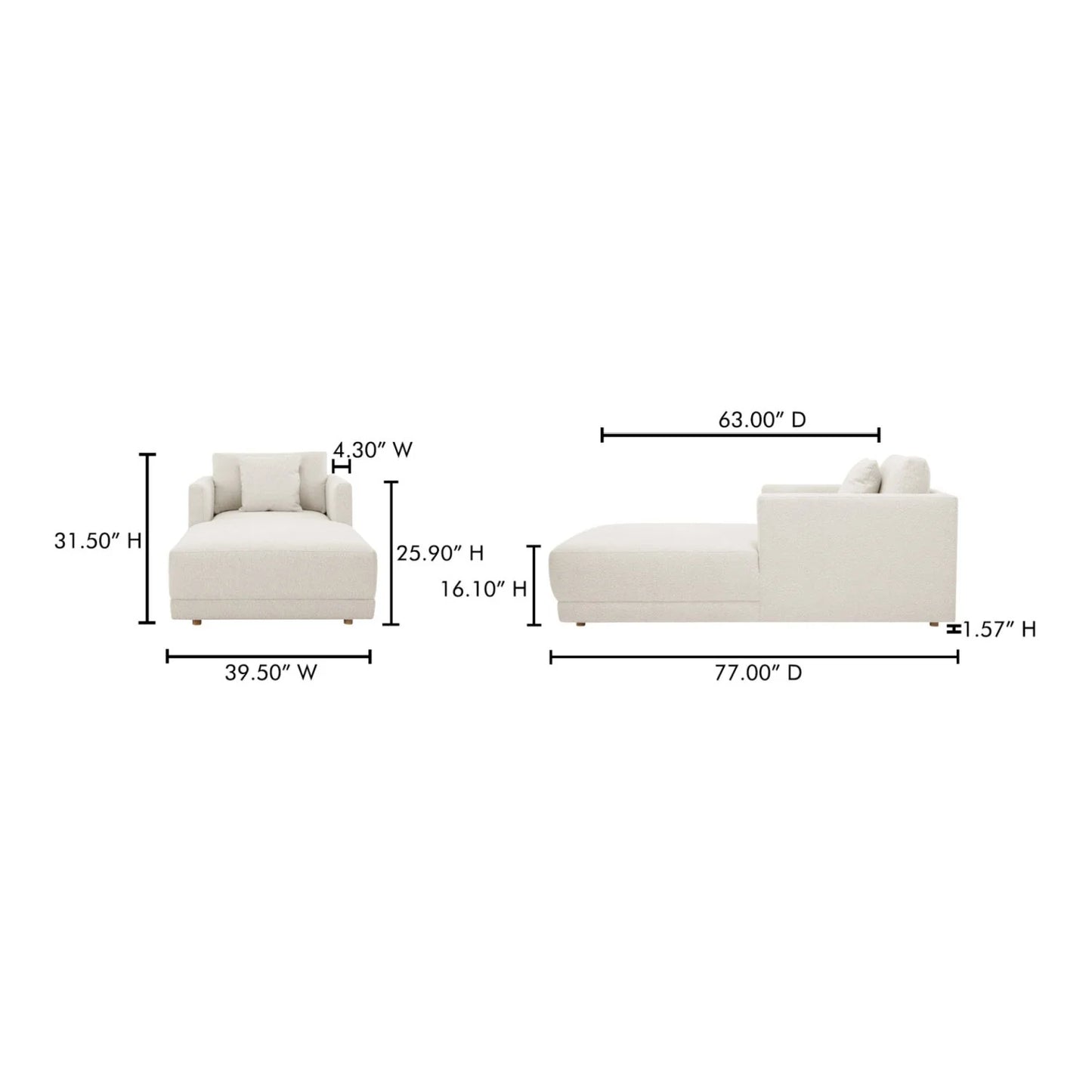 Luxury Boucle Blend Chaise Lounge European Style for Villa