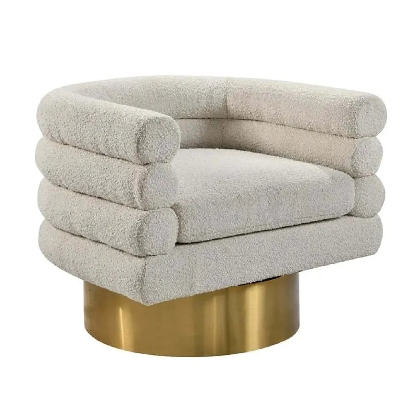 Luxury Boucle Fabric Swivel Lounge Chair Modern Italian Style for Villa